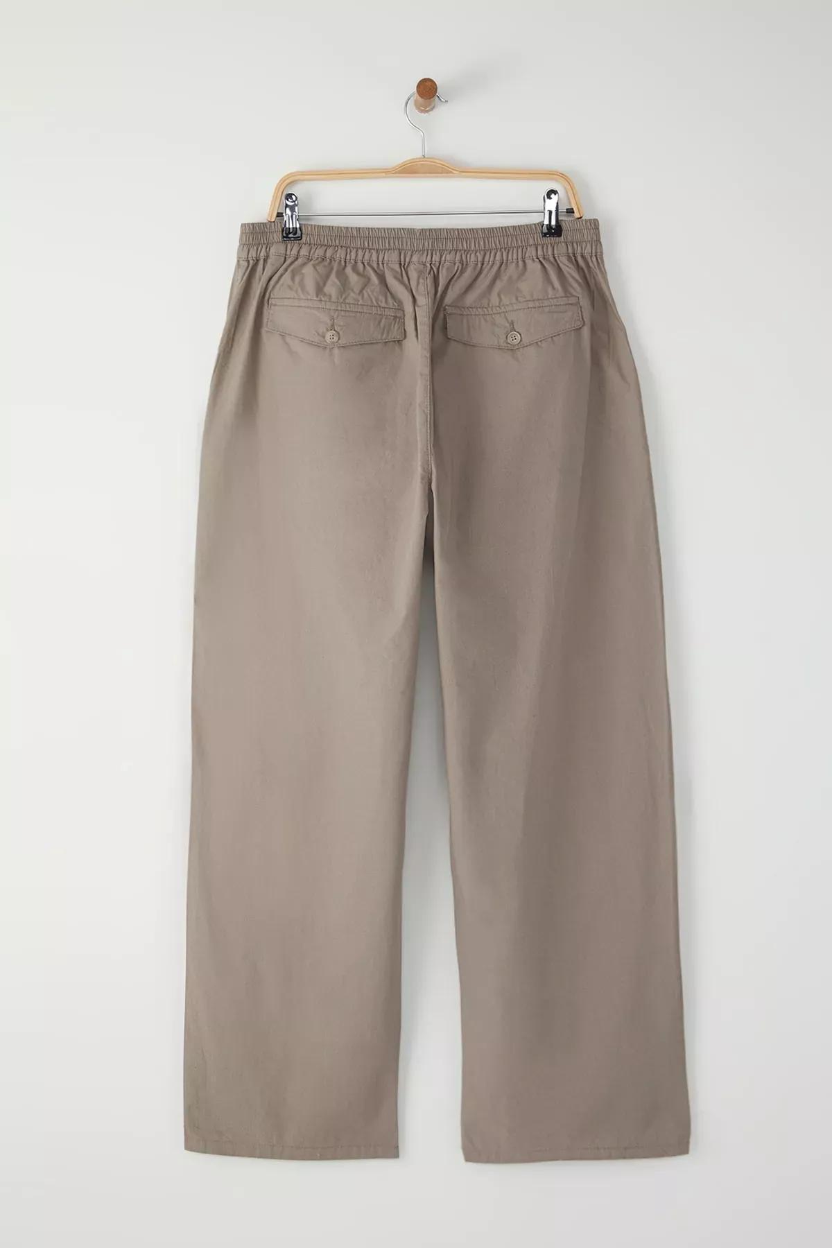 Stone Plus-Size Woven Trousers, STONE, large image number 4