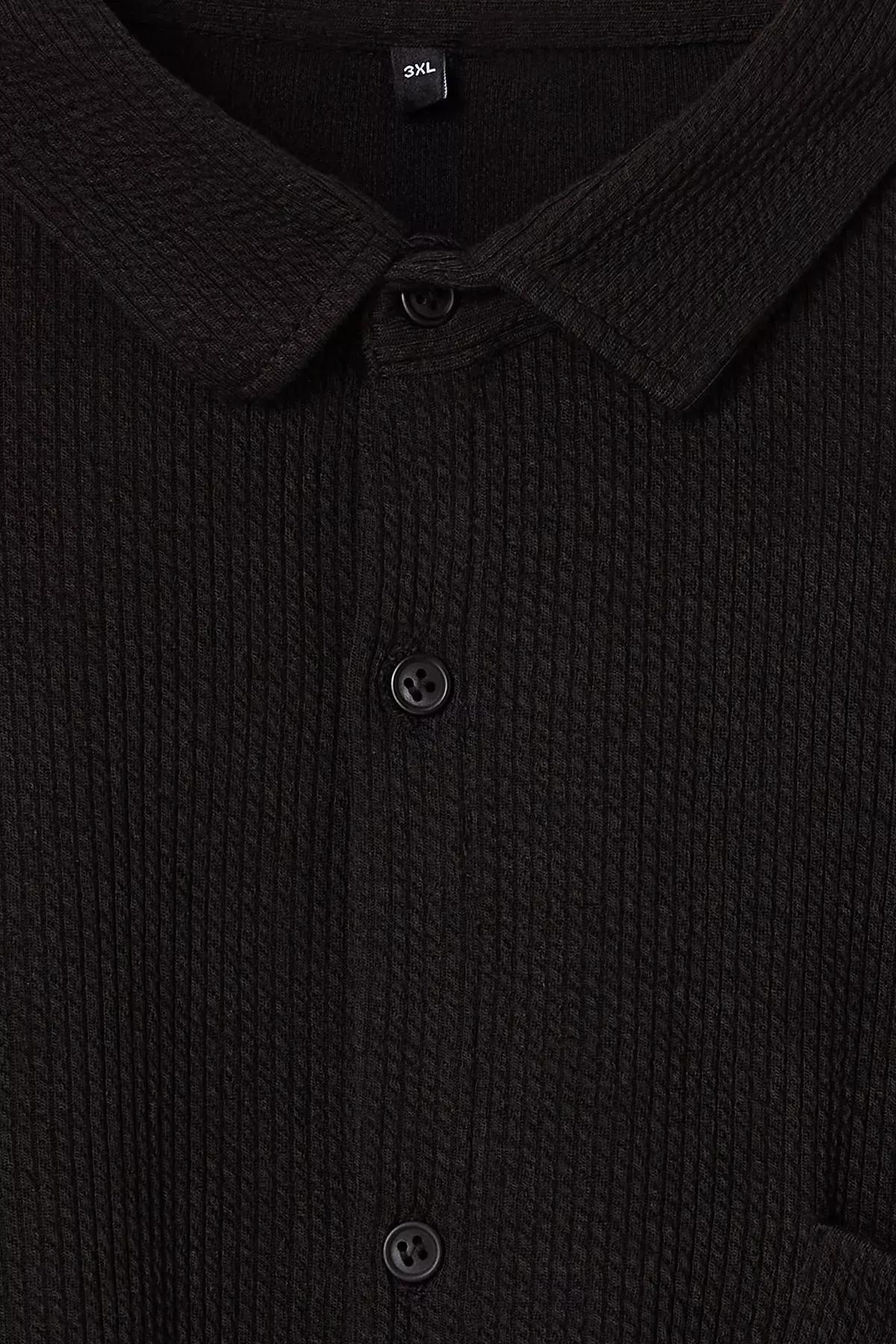 Black Camisole Knit Plus Shirt, , large image number 2