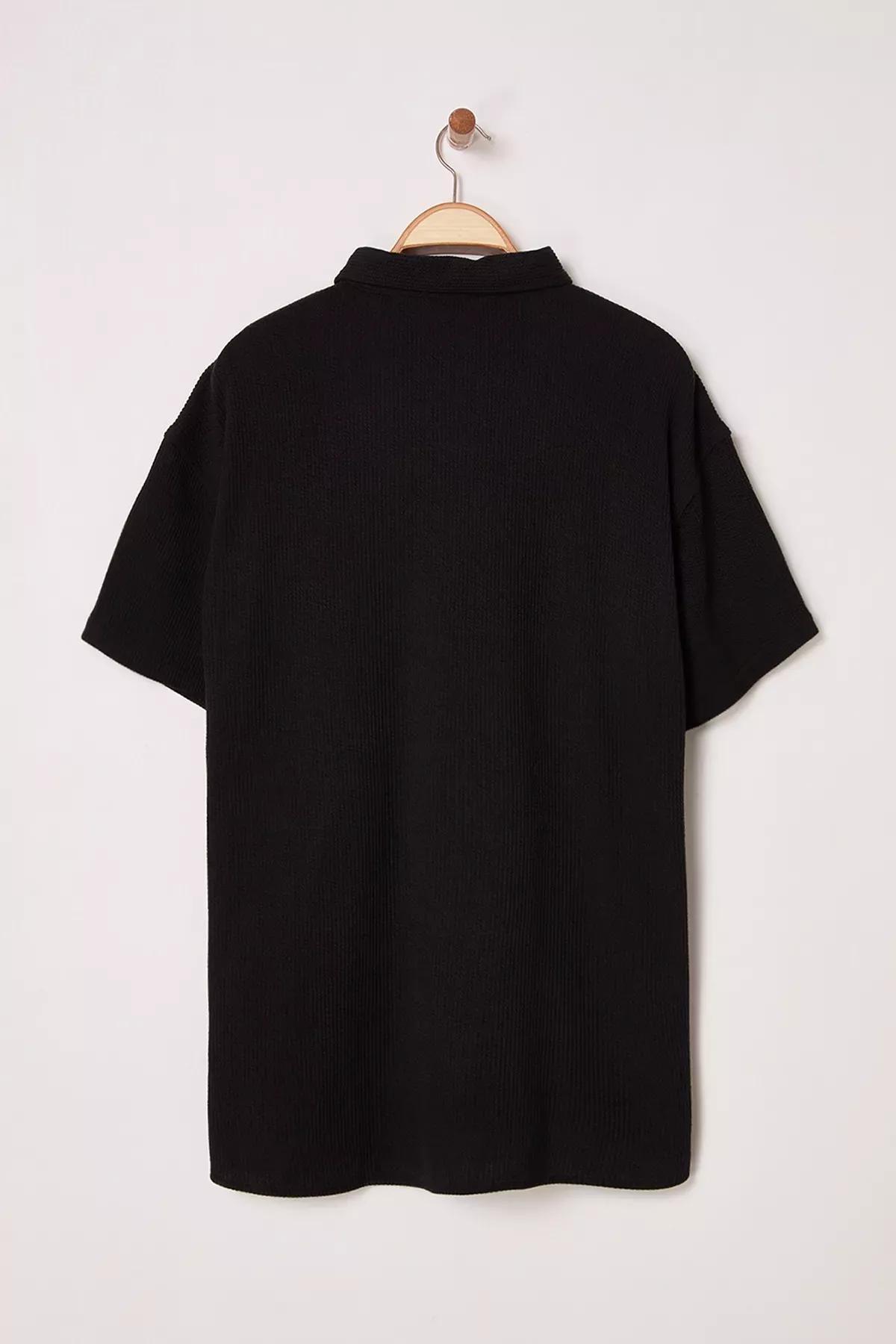 Black Camisole Knit Plus Shirt, , large image number 3