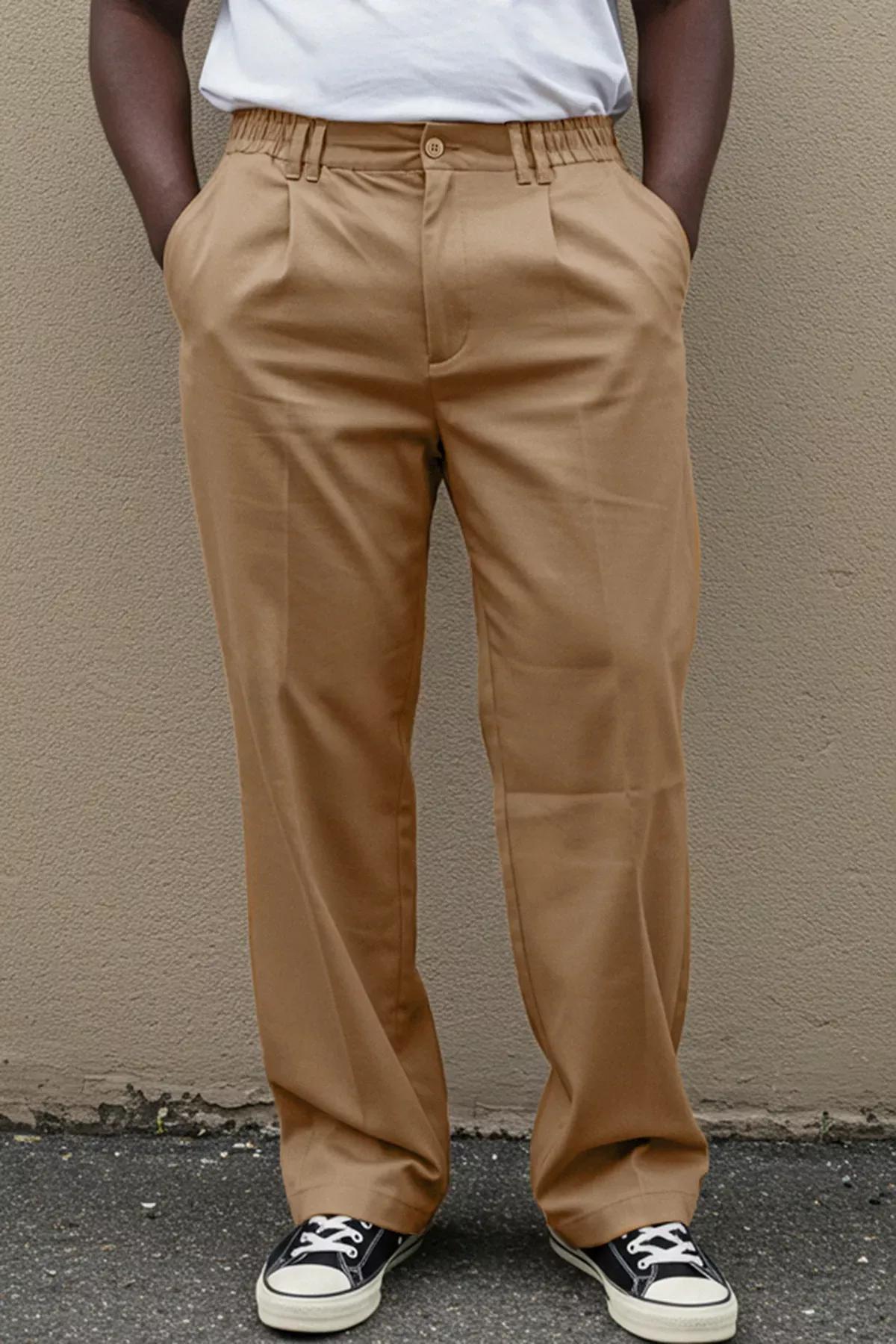 Beige Relaxed Woven Body Trousers, , large image number 0
