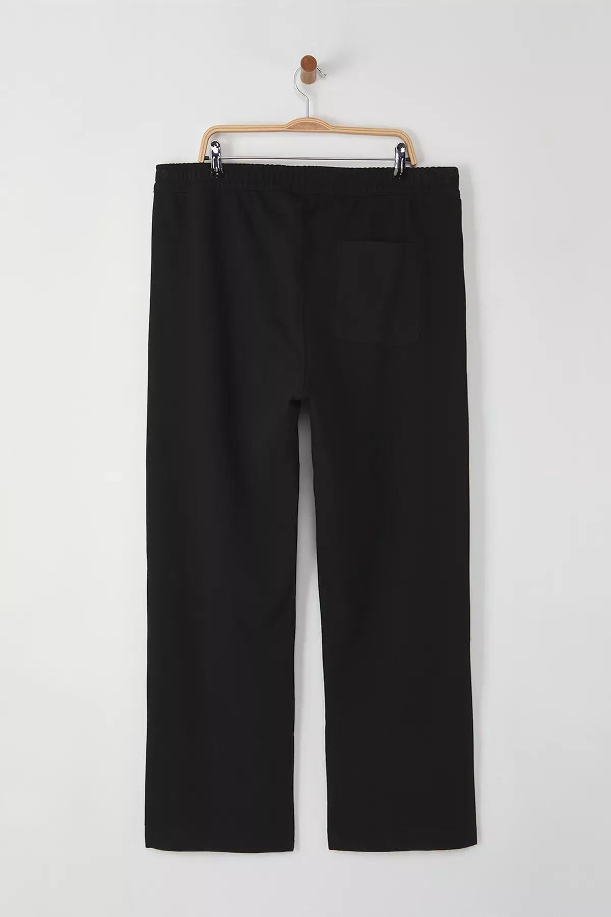 Black Straight Fit Plus-Size Trousers, , large image number 4