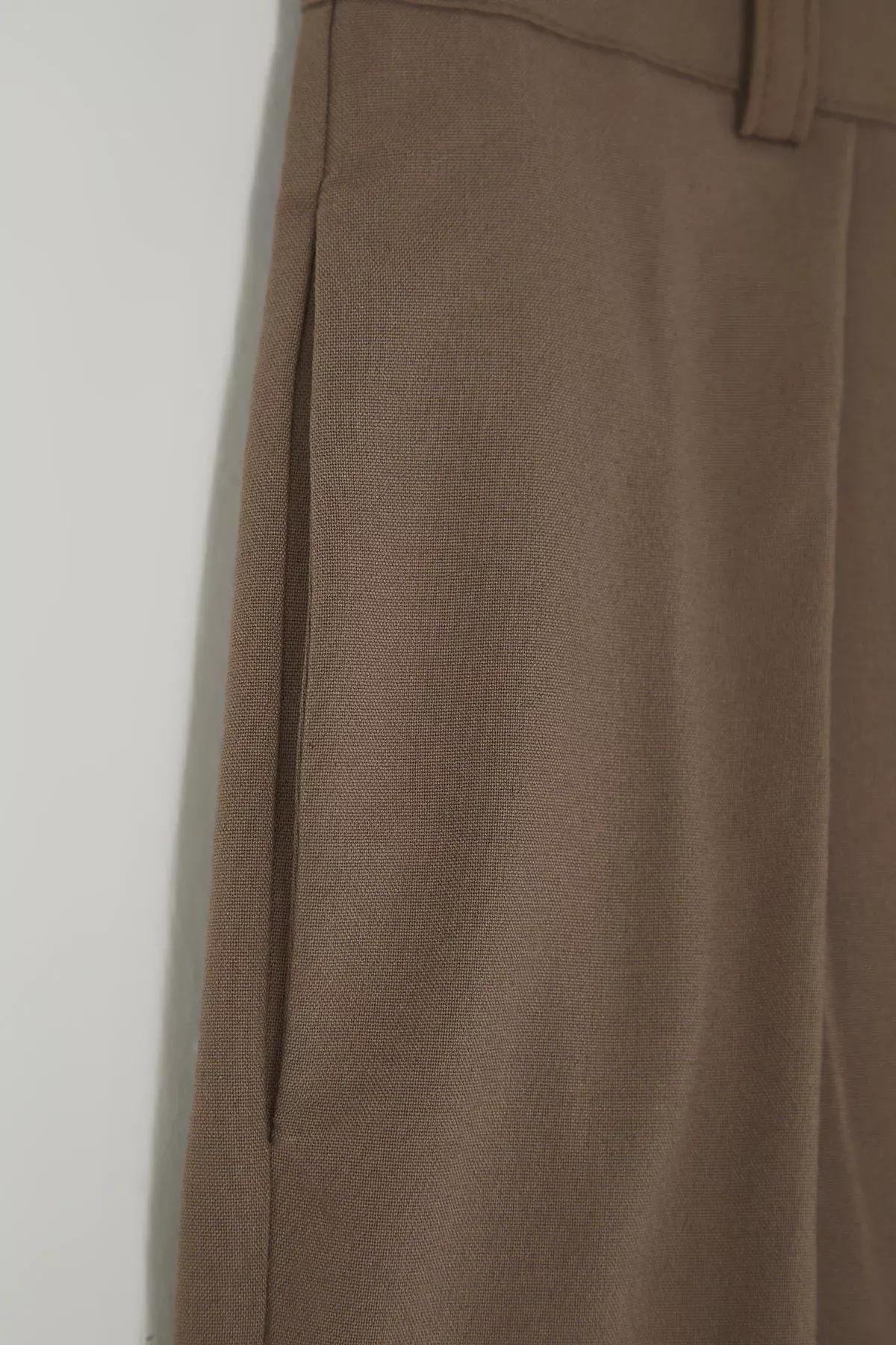 Beige Wide Leg Trousers, , large image number 1
