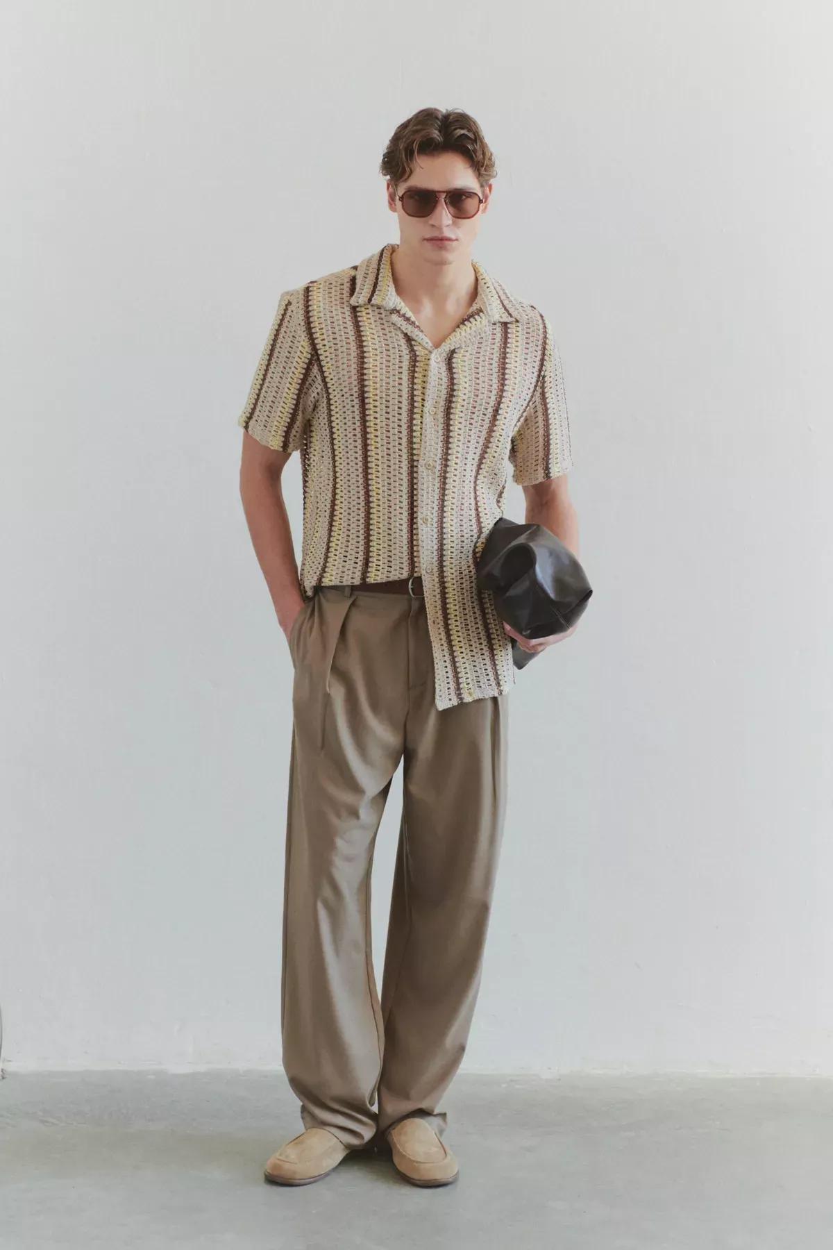 Beige Wide Leg Trousers, Beige, large image number 1