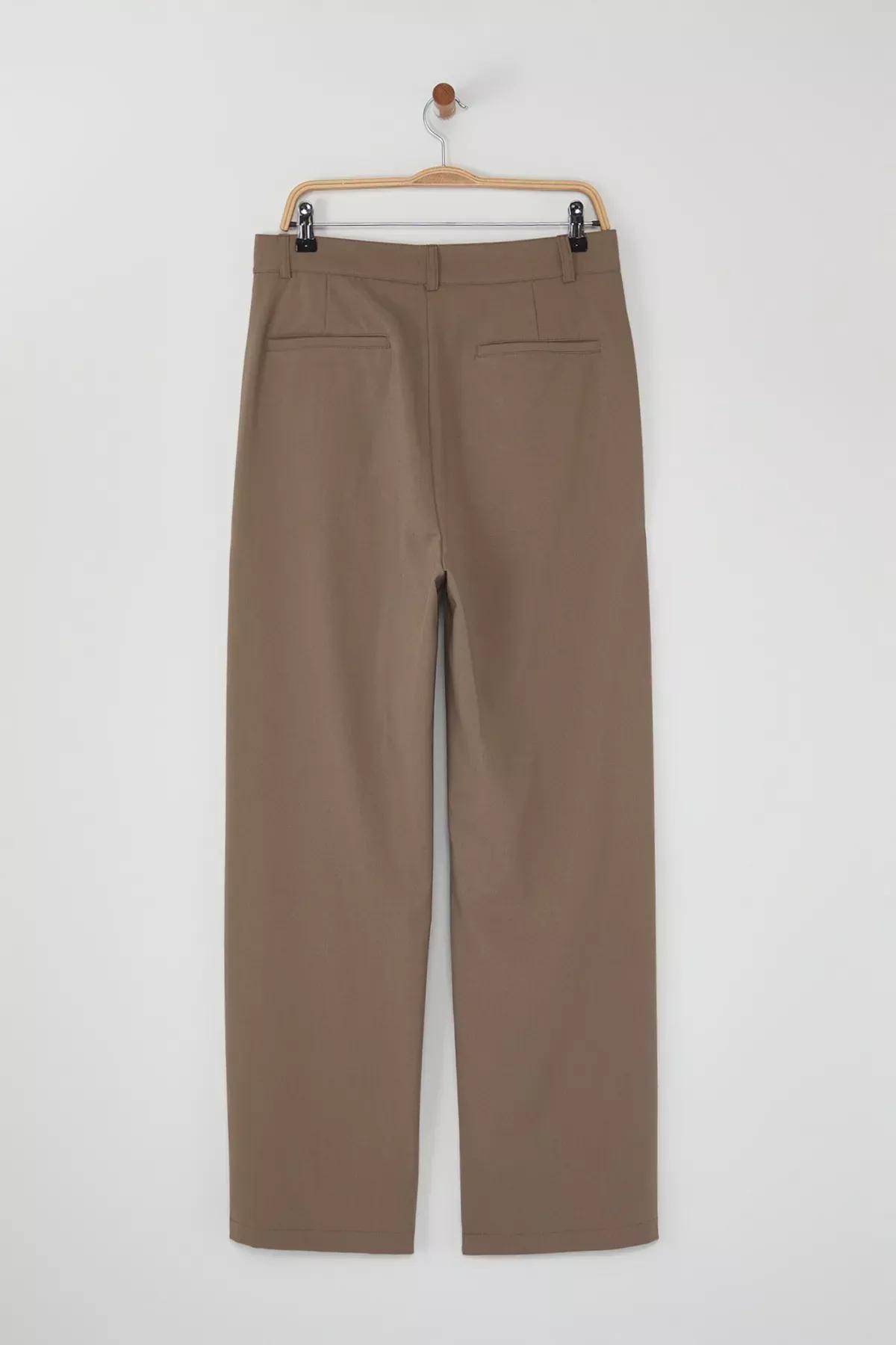 Beige Wide Leg Trousers, Beige, large image number 4