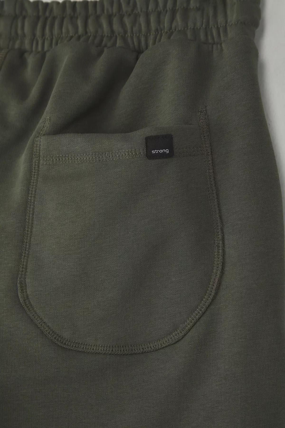 Green Stitched Bermuda Shorts, Khaki, large image number 5