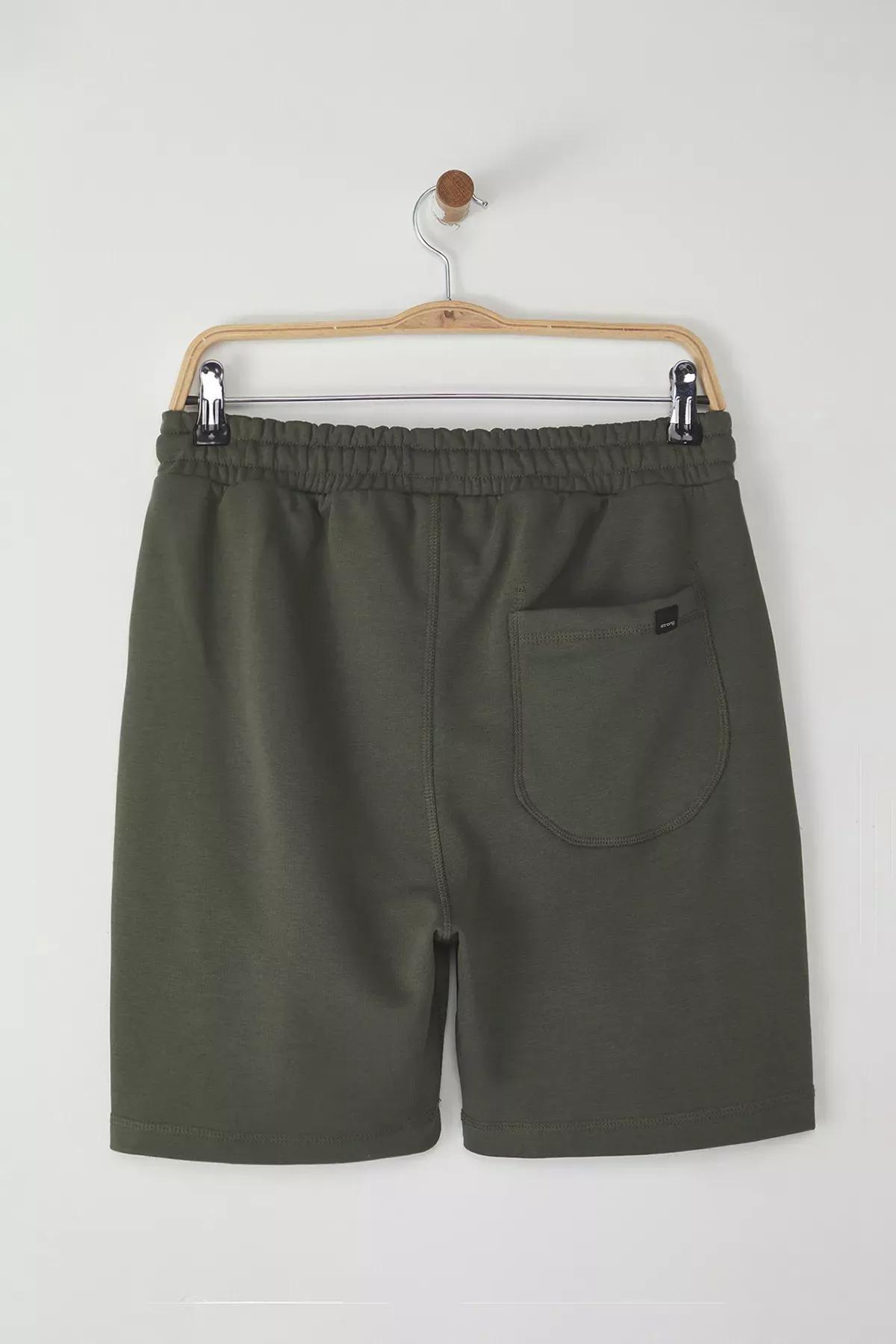 Green Stitched Bermuda Shorts, Khaki, large image number 6