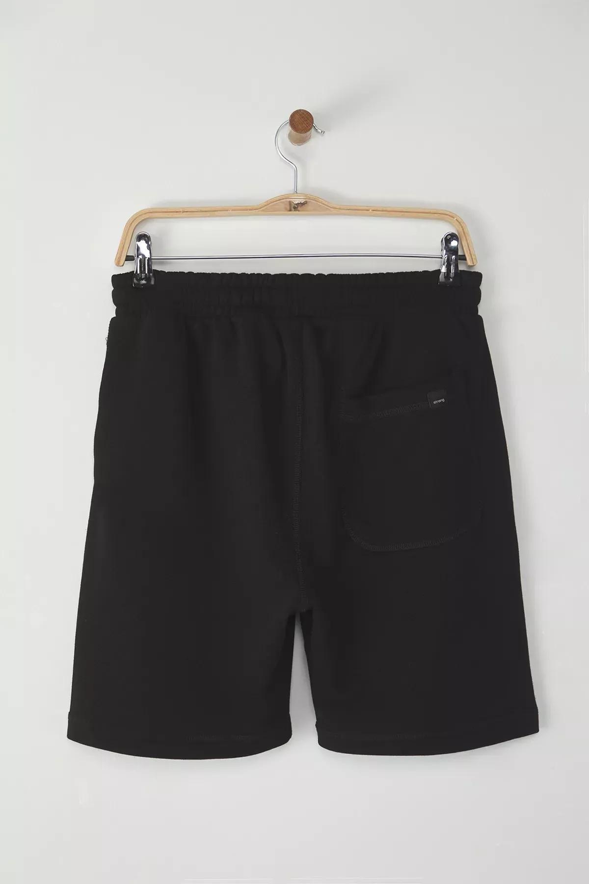 Black Regular Cut Cardigan Shorts, BLACK, large image number 6