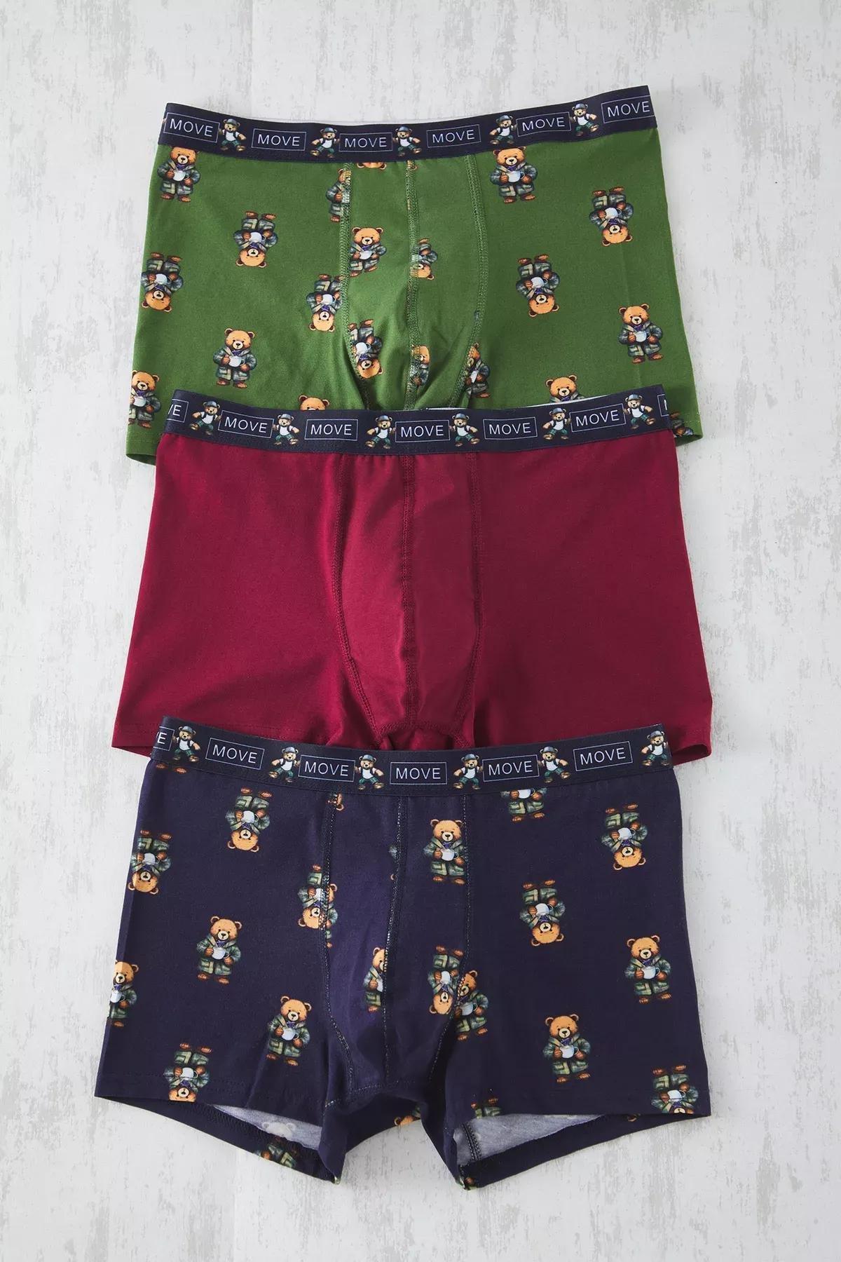 Multicolour Bear Boxers,set of 3, , large image number 0