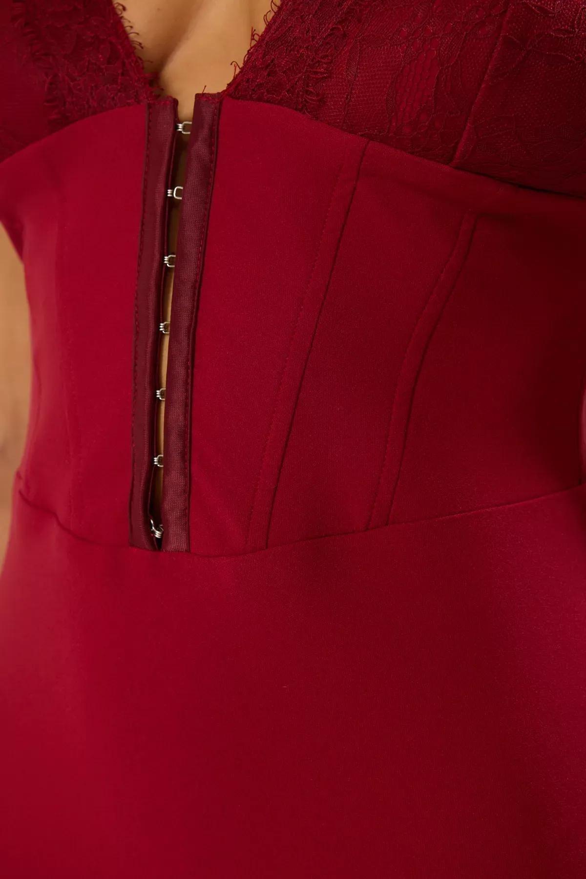 Burgundy Body-Smoothing Midi Dress, C101_7277, large image number 3
