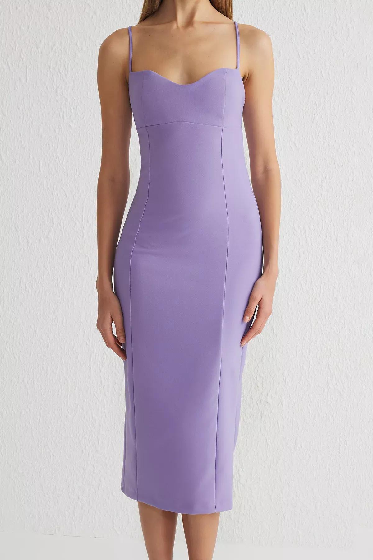 Purple Body-Fitting Midi Chic Dress, , large image number 2