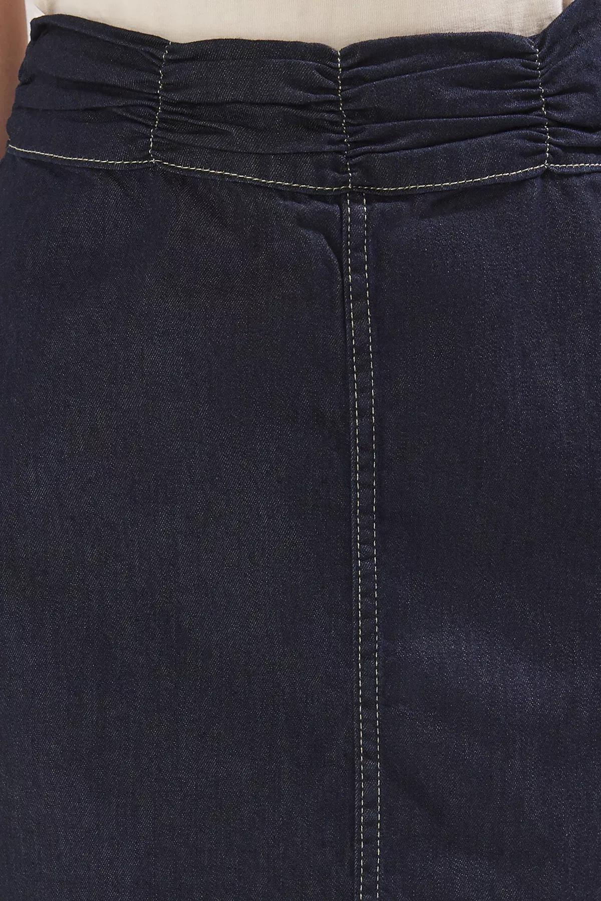 Blue Pleated Denim Mini Skirt, , large image number 2