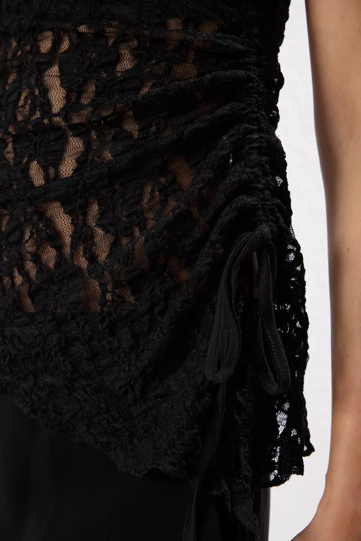 Black Strapless Lace Knitted Chic Blouse, , large image number 3