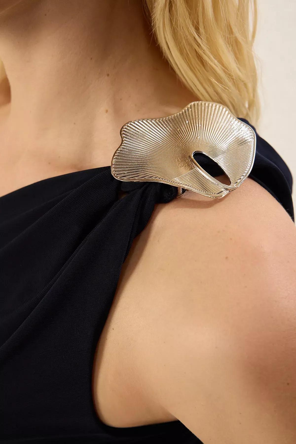 Navy One Shoulder Maxi Occasionwear Dress, Navy blue, large image number 3