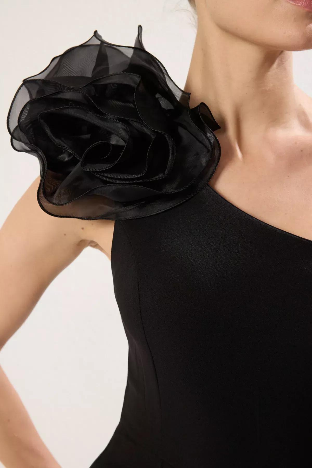 Black One Shoulder Asymmetrical Jumpsuit, , large image number 3