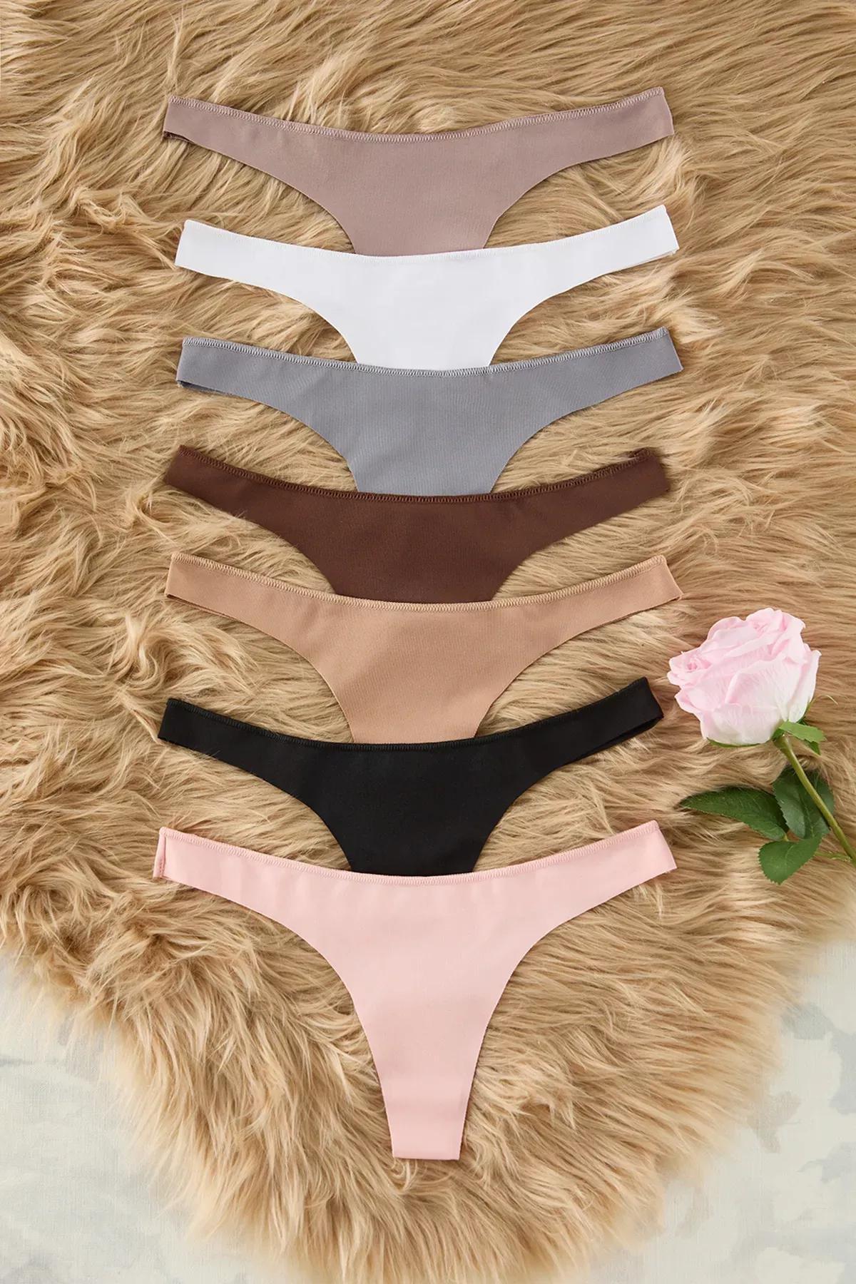 Black-Multicolour Thong Panties, Set of 7, Black-Multicolor, medium