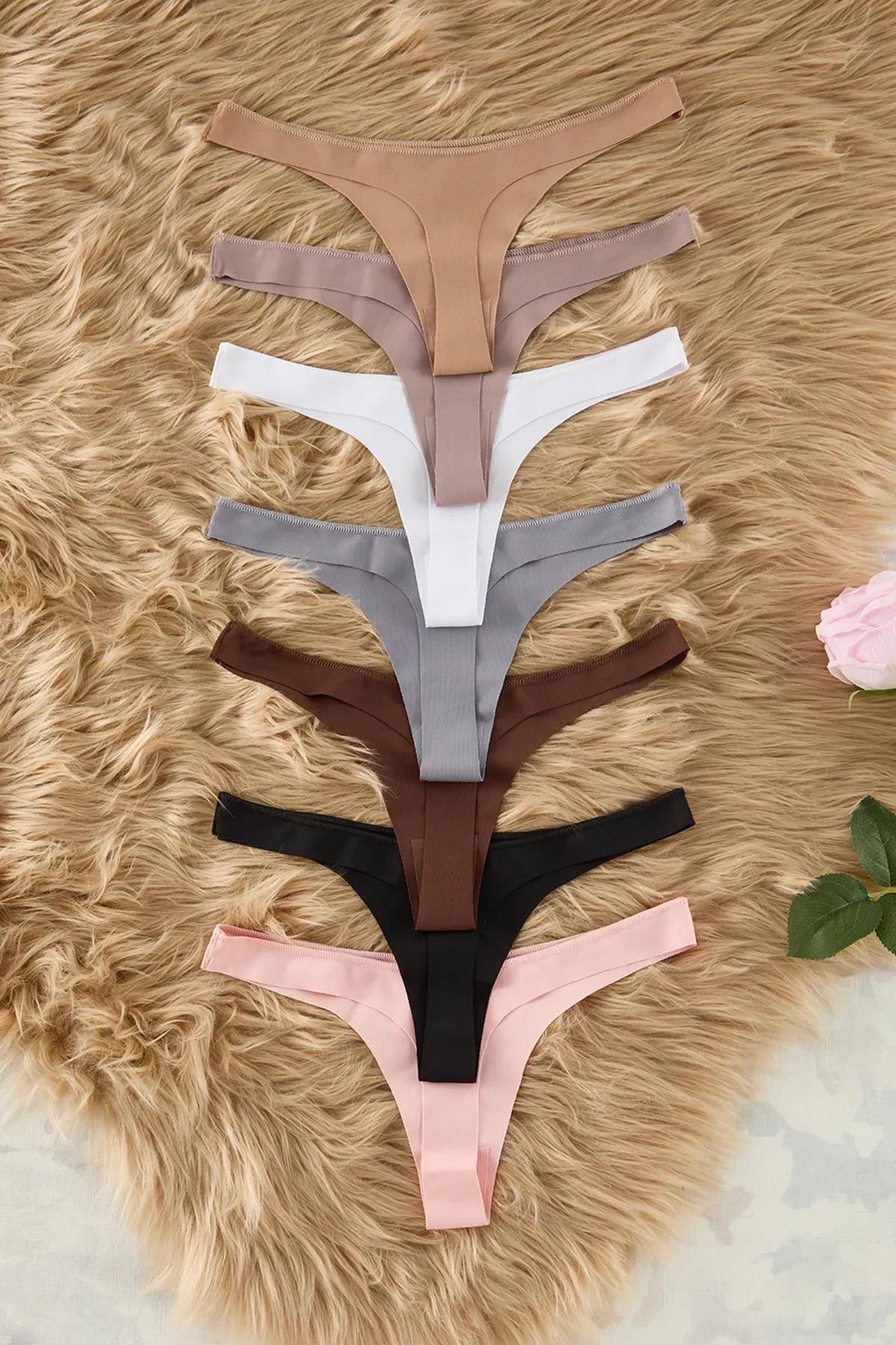 Black-Multicolour Thong Panties, Set of 7, , large image number 1