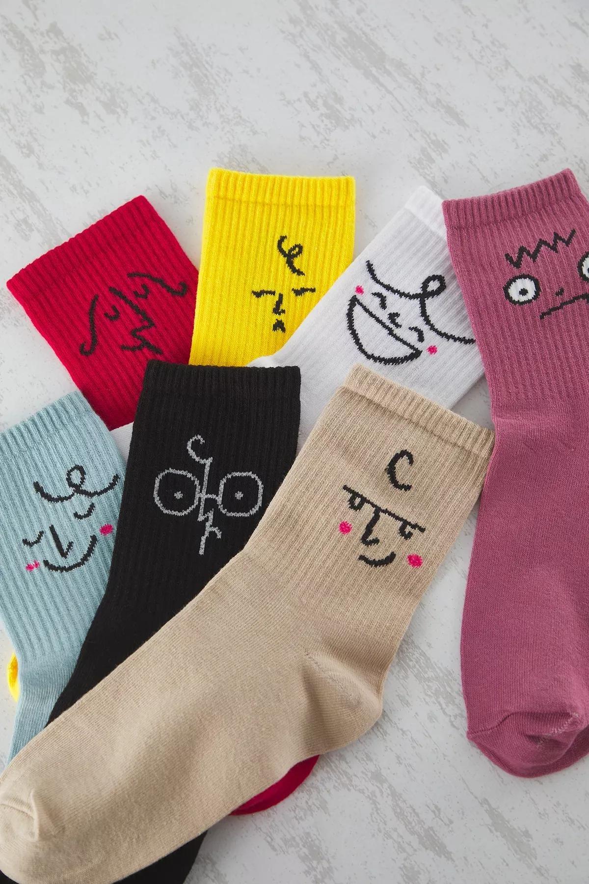 Multicolour Unisex Set of 7 Socks, Very colorful, large image number 1