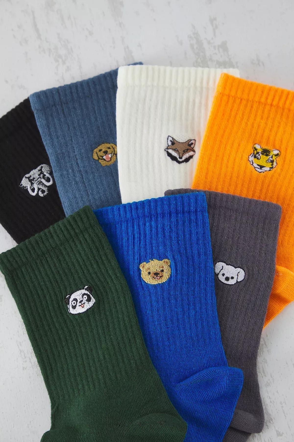 Multicolour Animal Socks, set of 2, , large image number 1