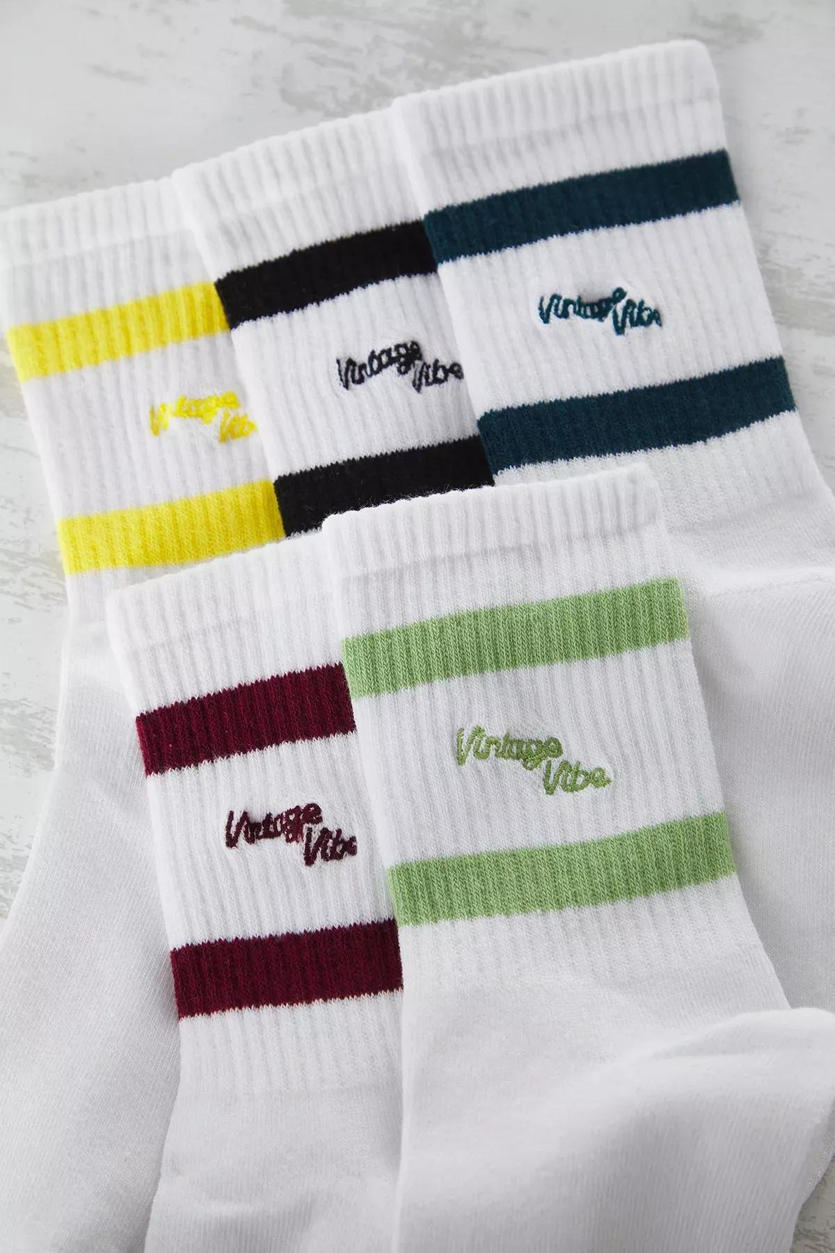 Beige Unisex Tennis-Medium Socks, set of 5, Very colorful, large image number 0
