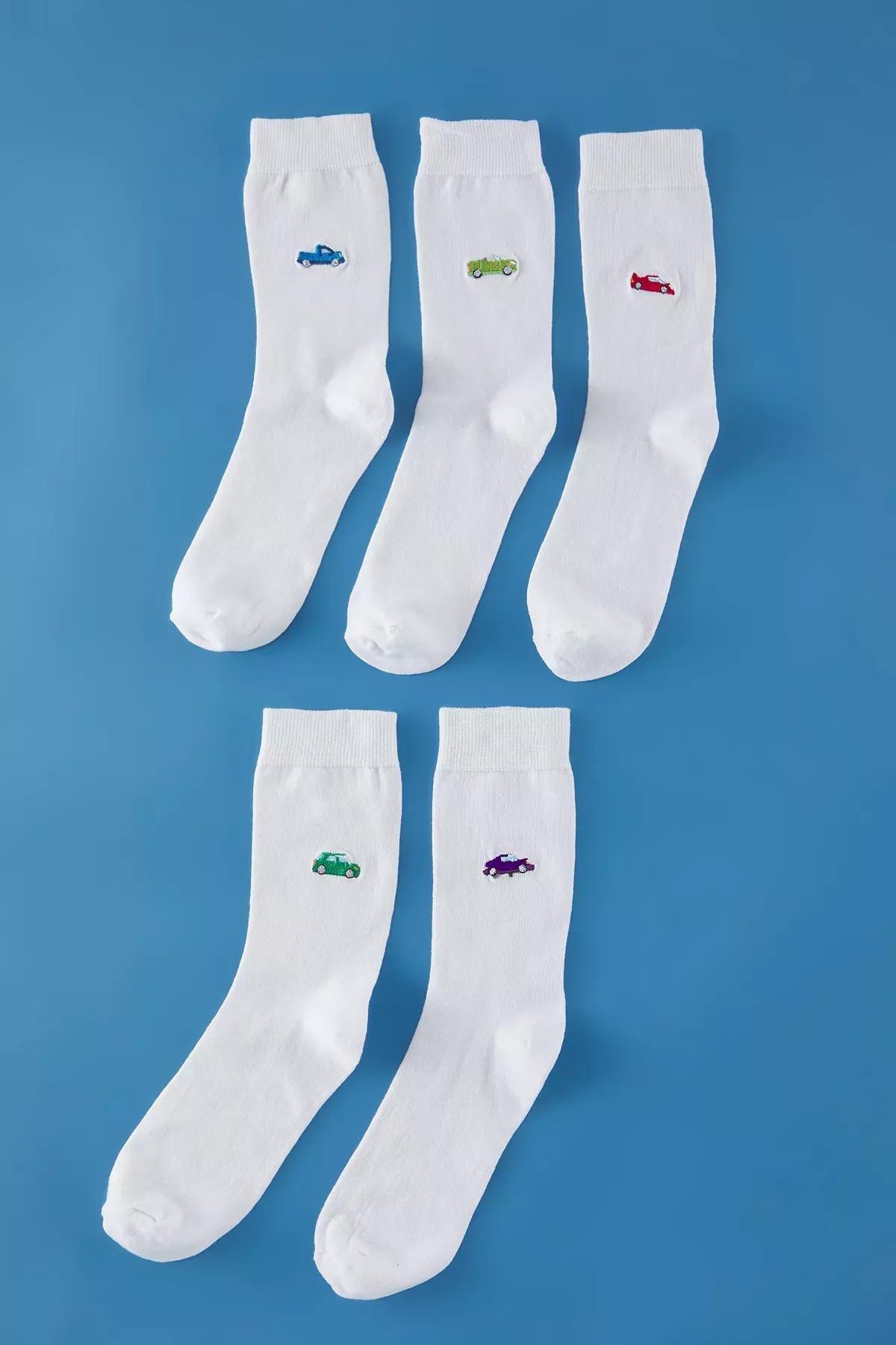 White Unisex Socks, set of 5, Very colorful, large image number 1