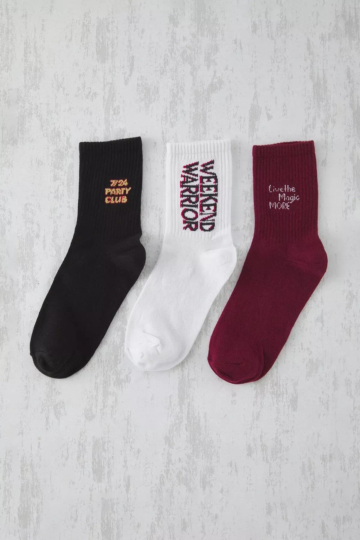 Red-Black-White Tennis-Medium Socks, set of 3, Very colorful, large image number 0