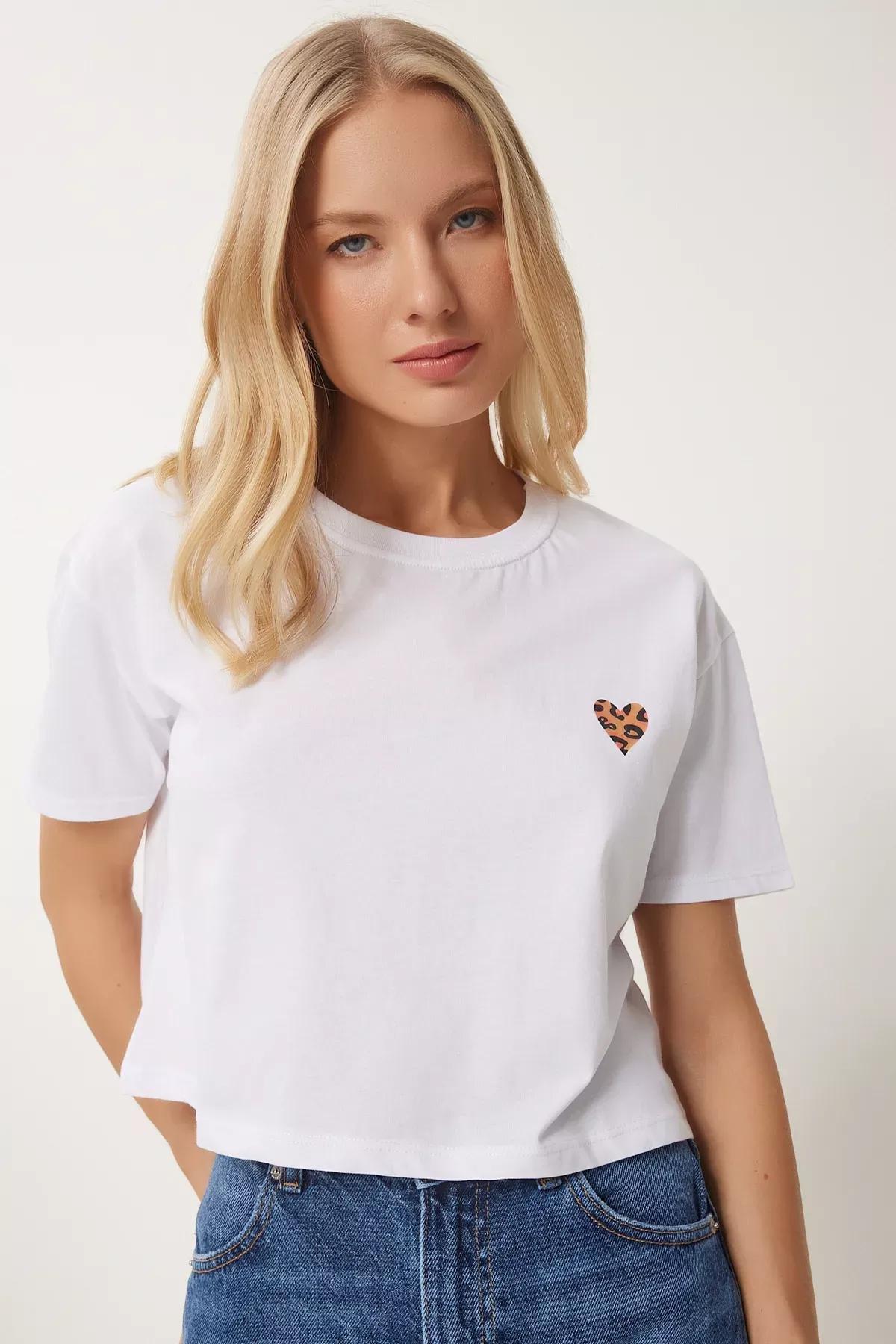 White Heart Knitted T-Shirt, White, large image number 1