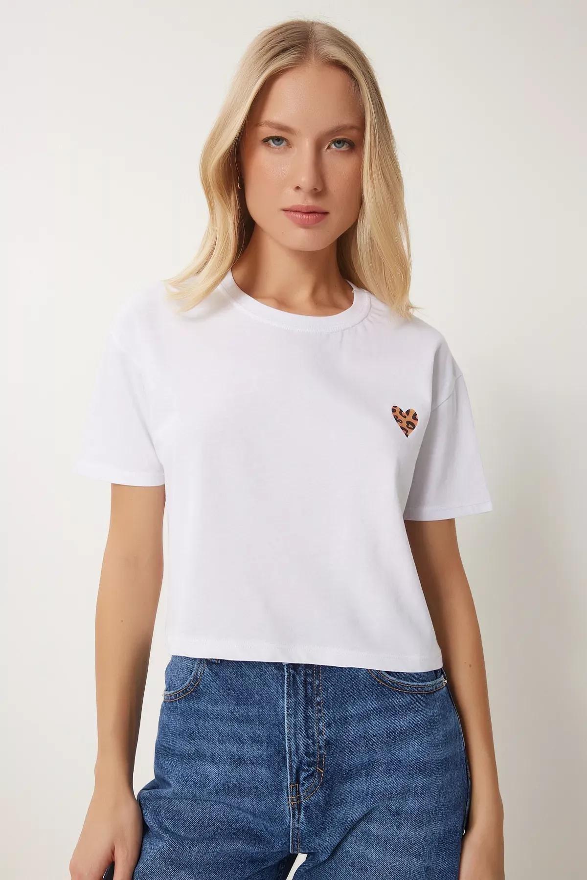White Heart Knitted T-Shirt, White, large image number 3