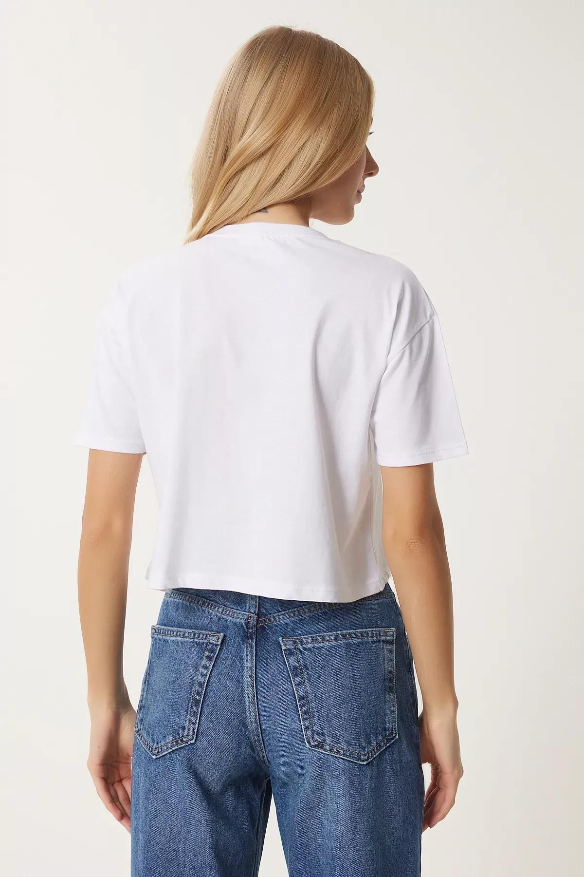 White Heart Knitted T-Shirt, White, large image number 5