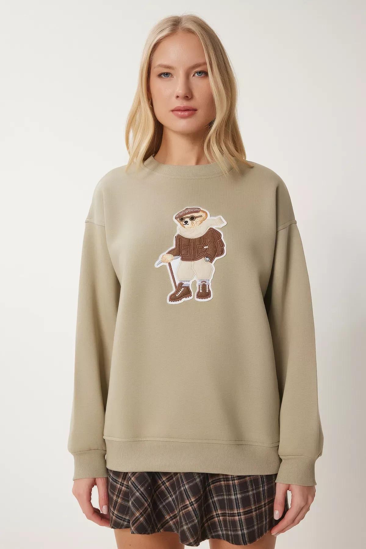 Green Teddy Bear Embroidered Sweatshirt, C101_1554, large image number 2