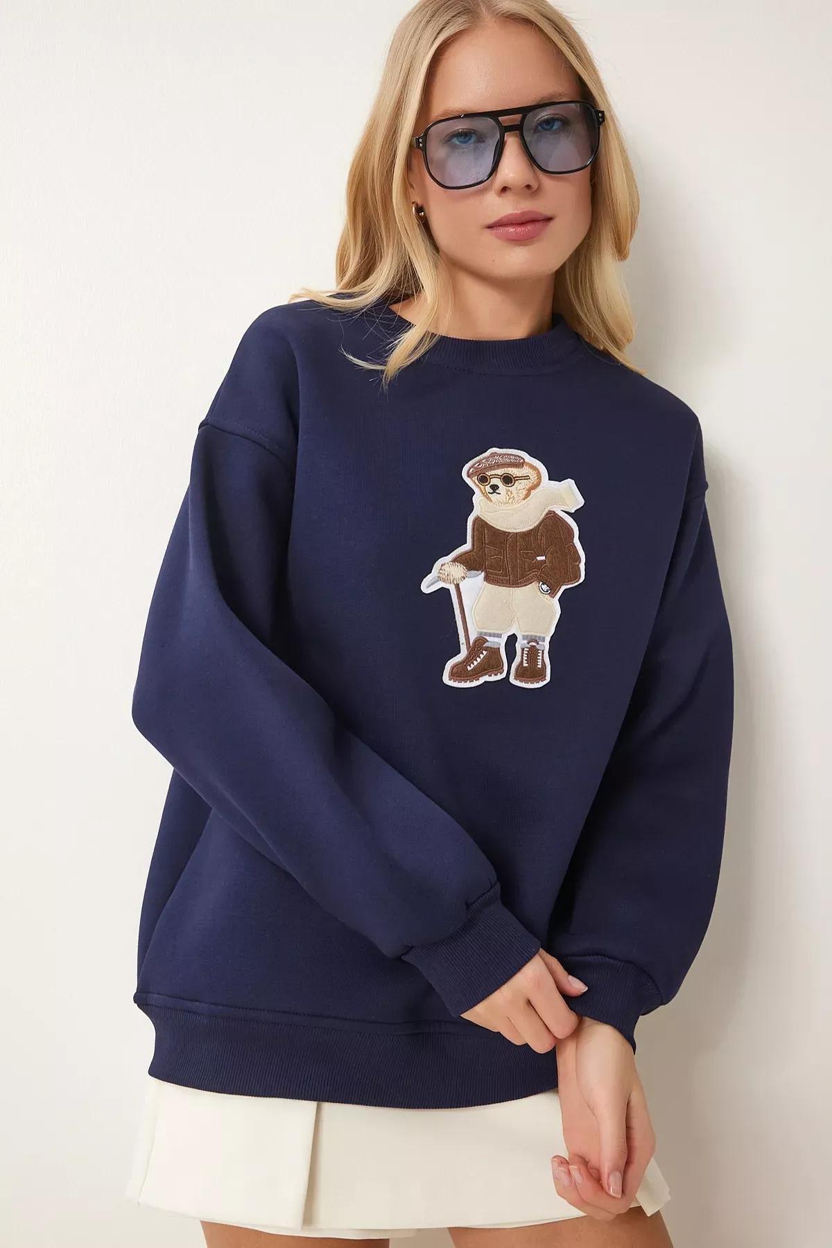 Navy Teddy Bear Emblem Sweatshirt, , large image number 2
