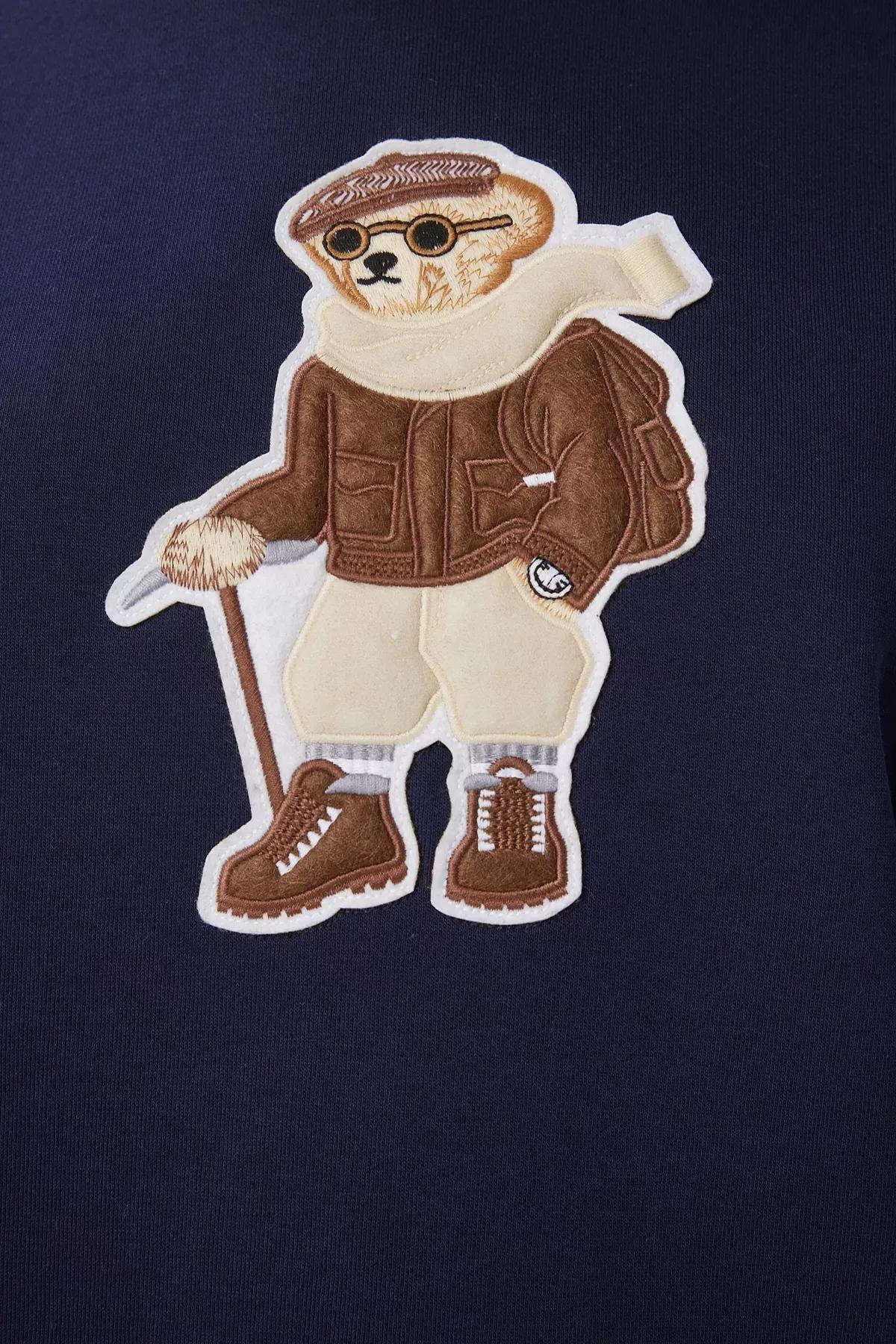 Navy Teddy Bear Emblem Sweatshirt, , large image number 3