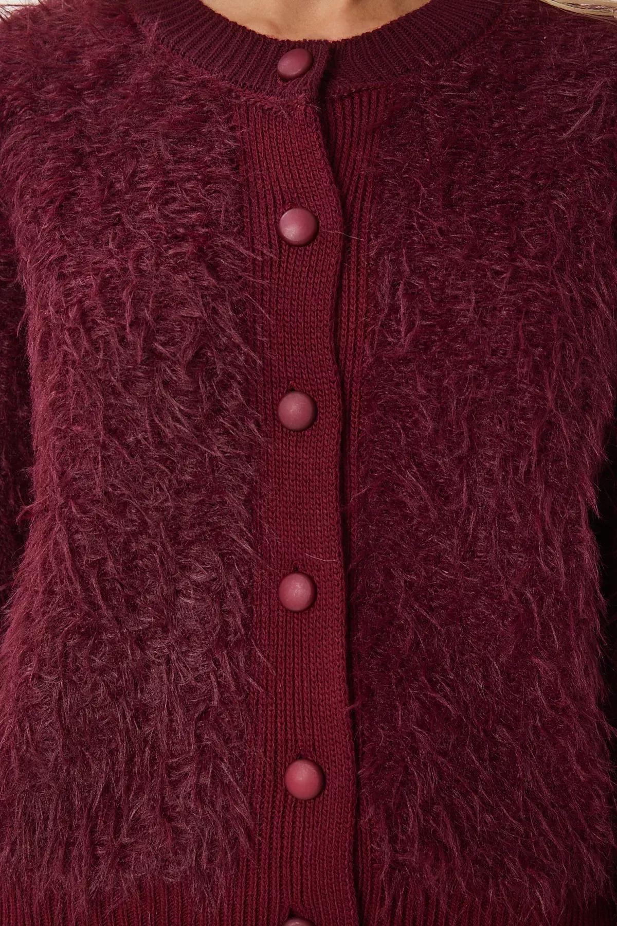 Burgundy Bearded Knitted Cardigan, C101_7277, large image number 3