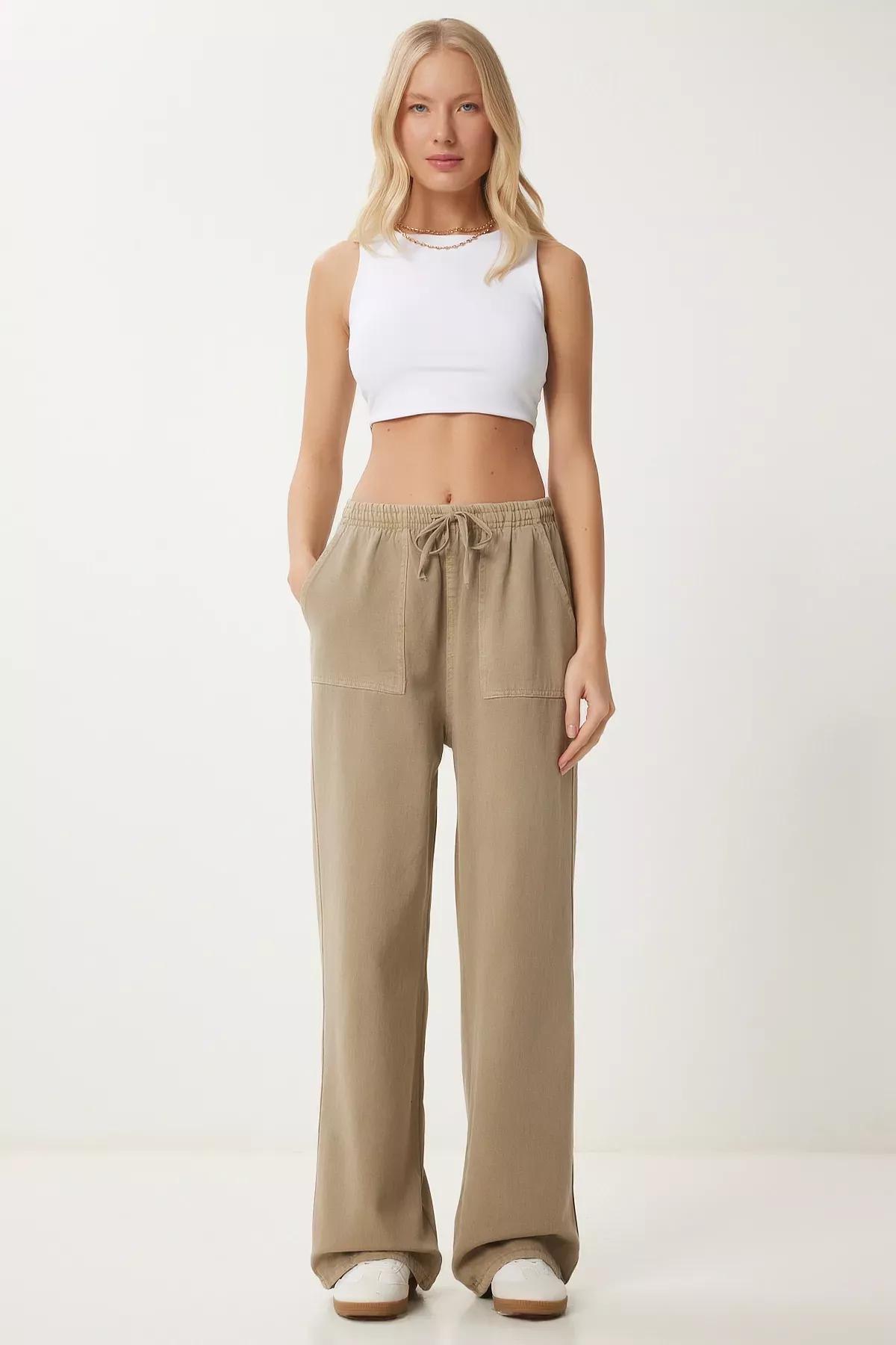 Green Faded Wide Leg Denim Palazzo, , large image number 0