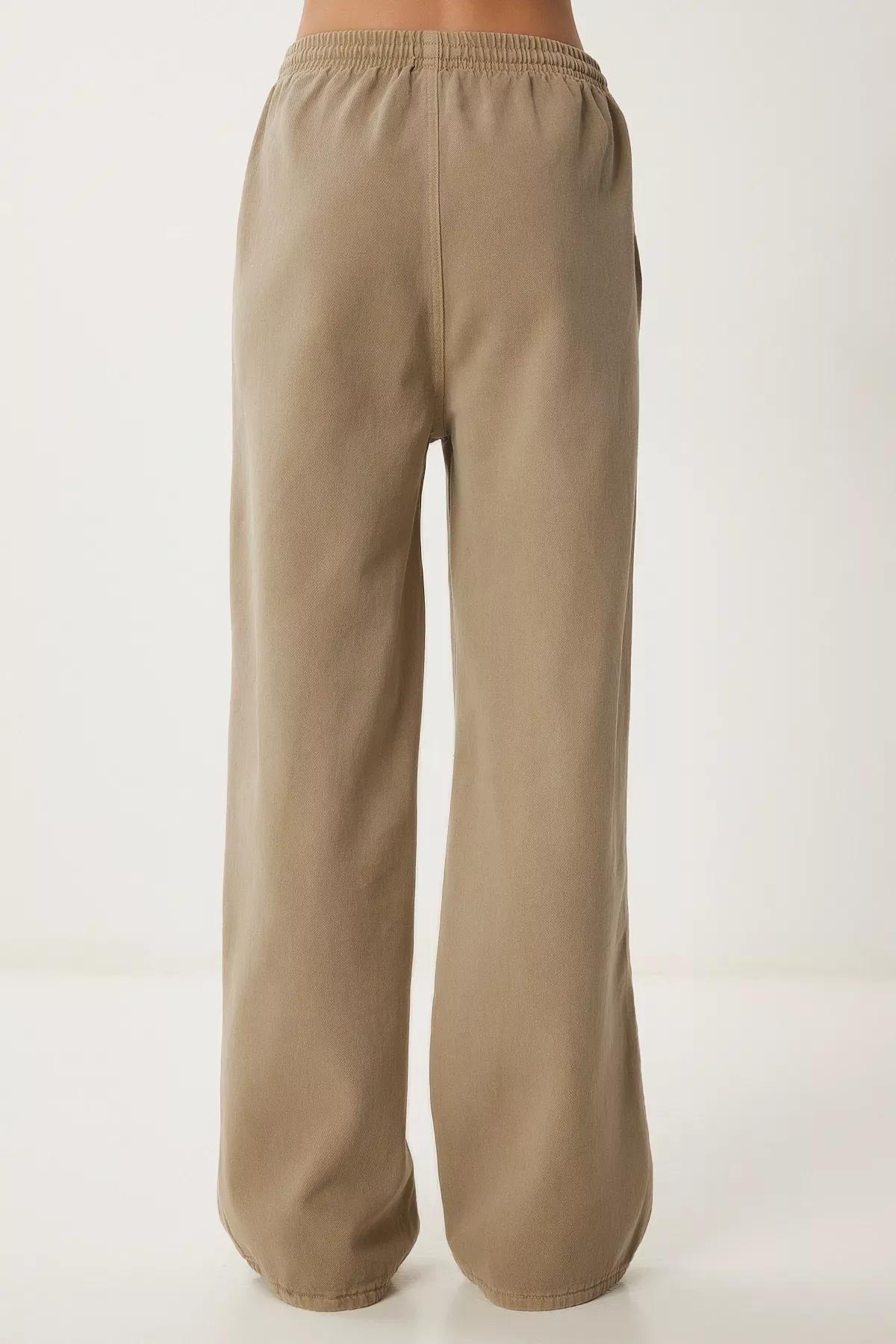 Green Faded Wide Leg Denim Palazzo, , large image number 4