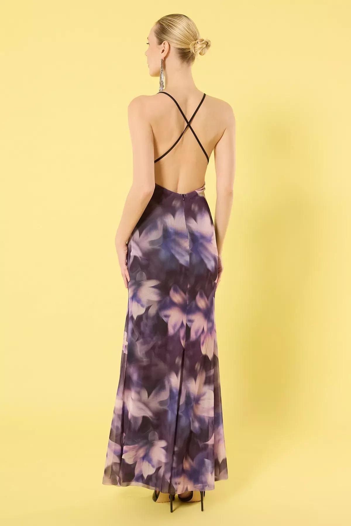 Multicolour Floral V-Neck Occasionwear Dress, Very colorful, large image number 3