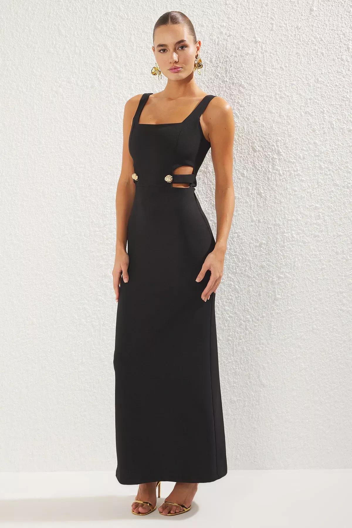 Black Accessory Detail Occasionwear Dress, , large image number 1