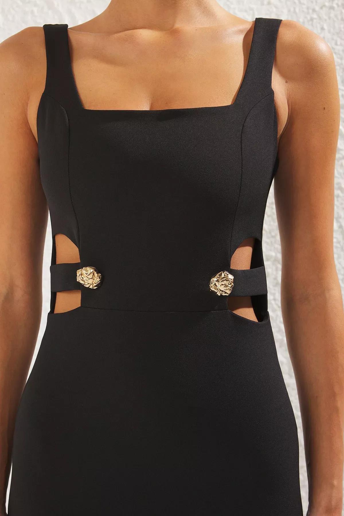 Black Accessory Detail Occasionwear Dress, , large image number 3