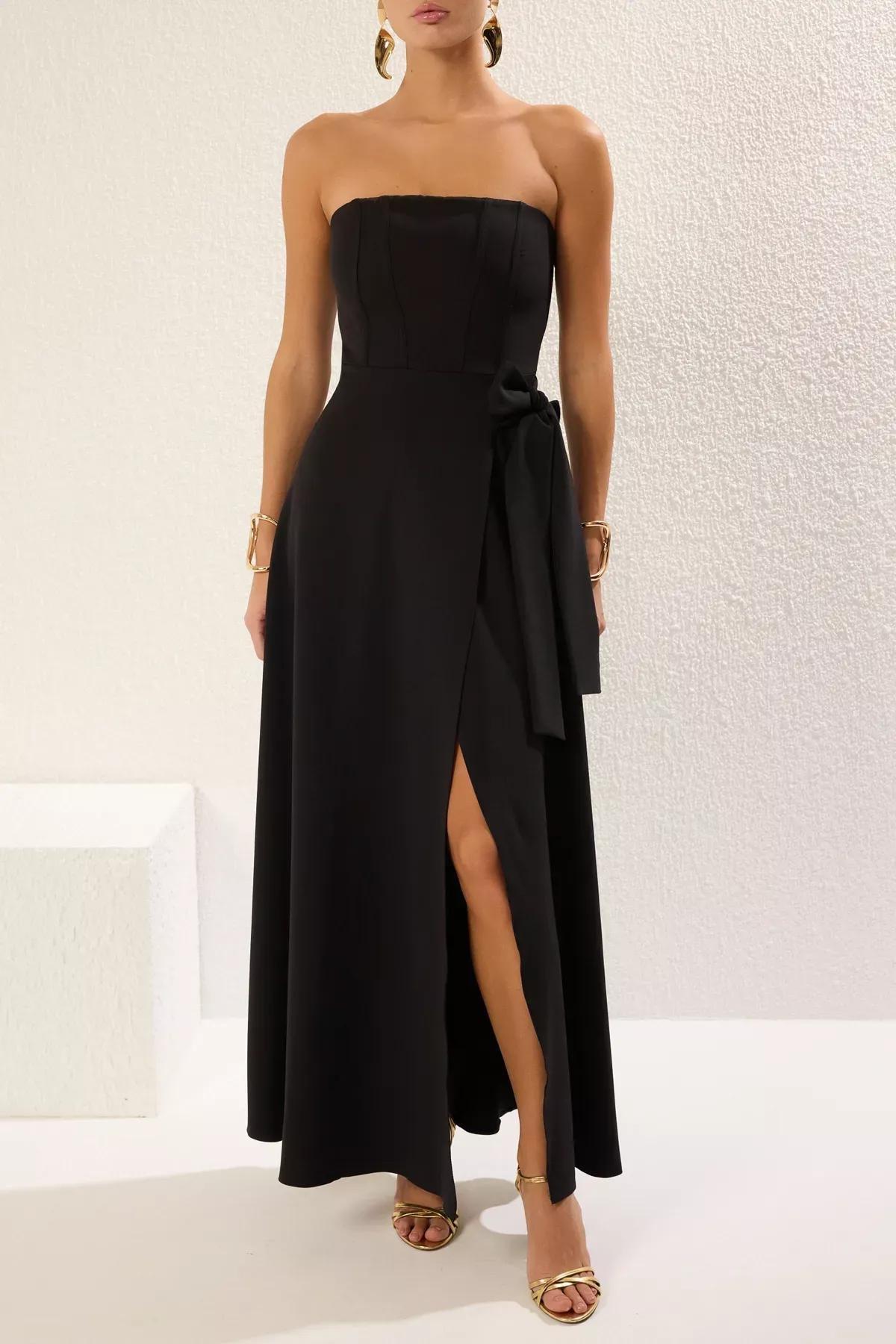 Black Strapless Occasionwear Dress, , large image number 3