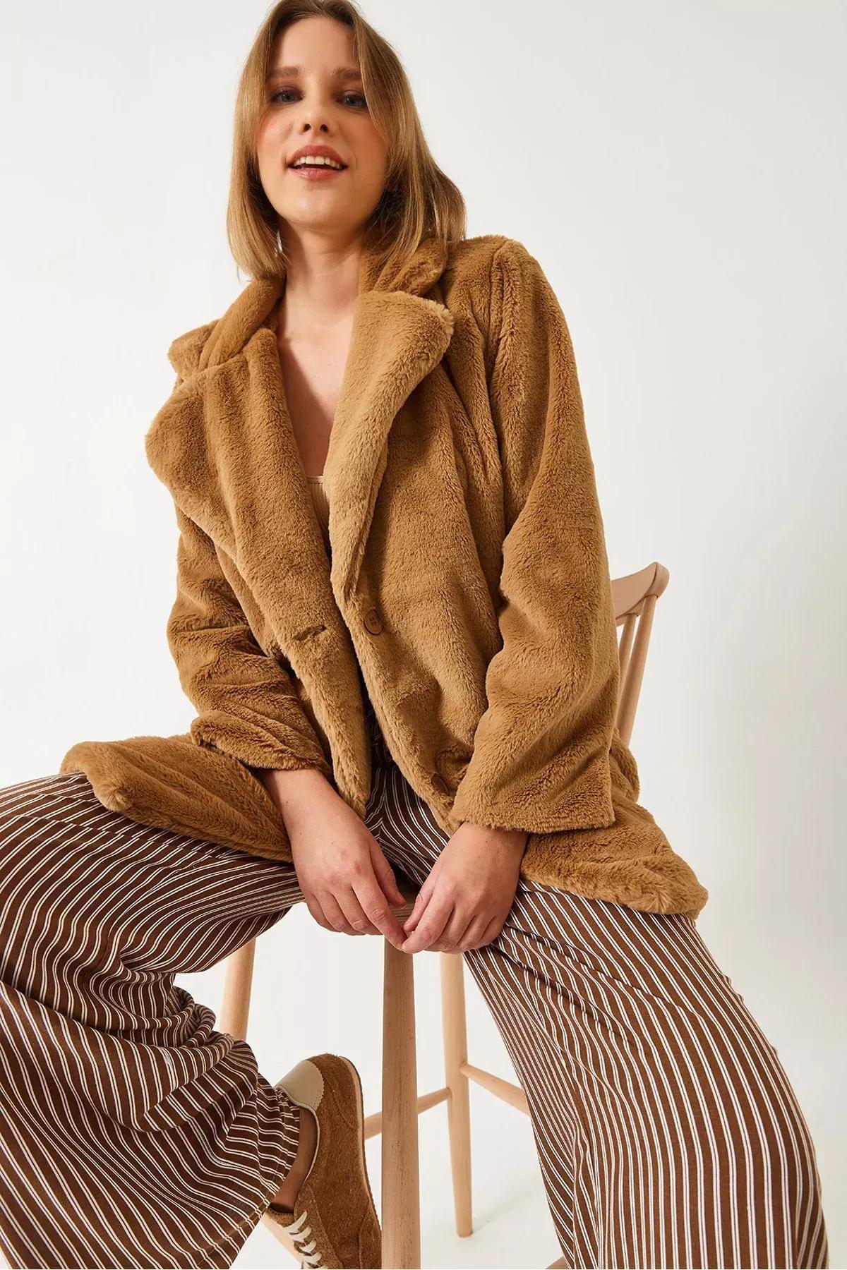 Brown Fur Coat, CAMEL, large image number 0