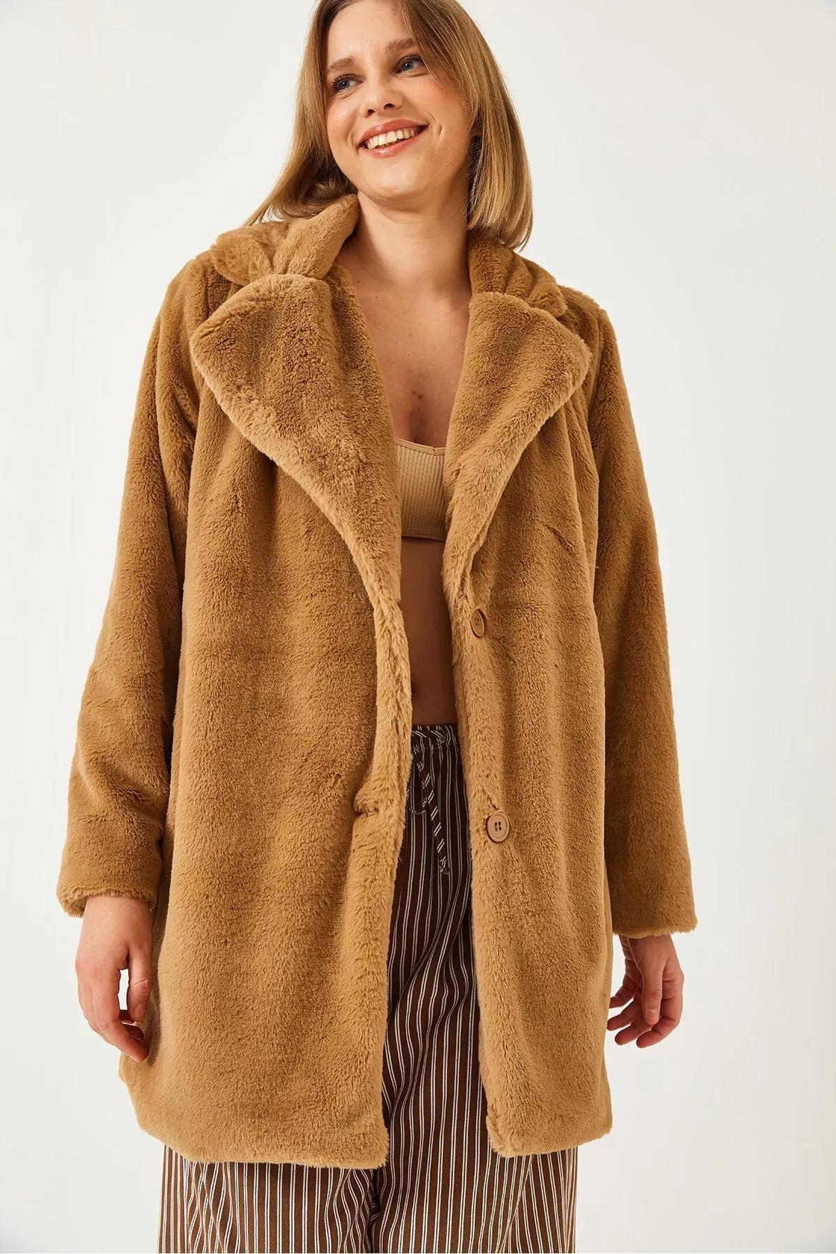 Brown Fur Coat, CAMEL, large image number 4