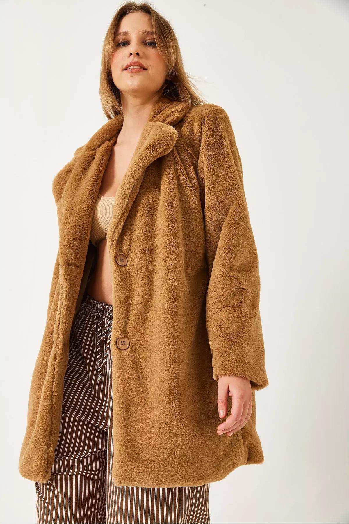 Brown Fur Coat, CAMEL, large image number 5