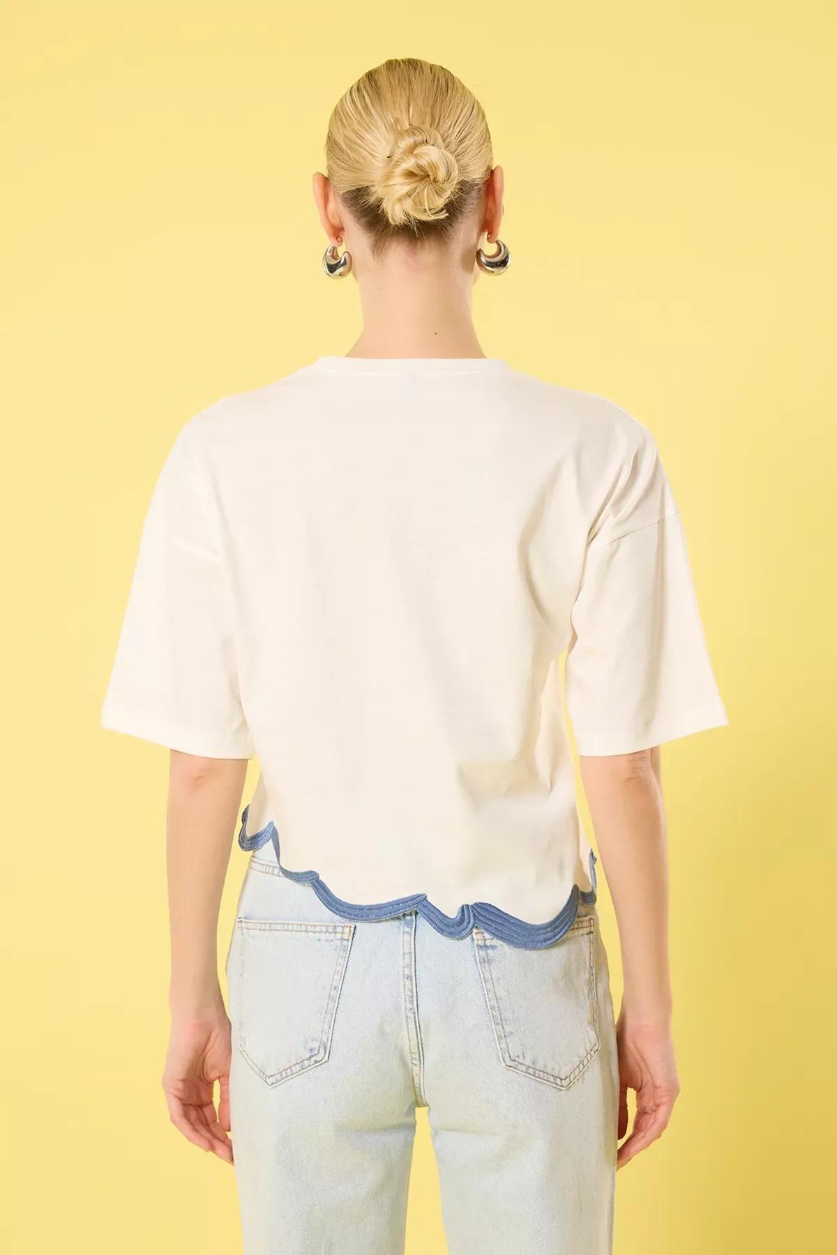 Beige Relaxed Crop Blouse, Ecru, large image number 3