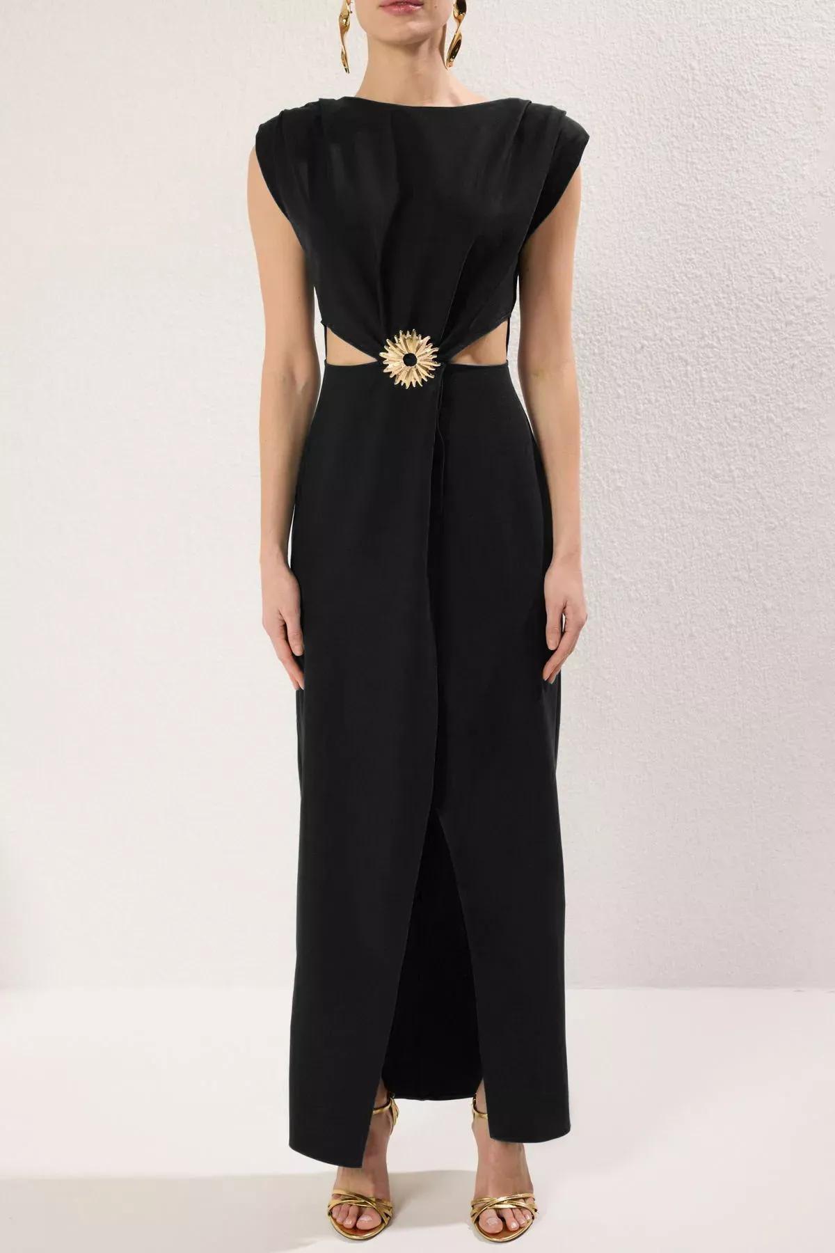 Black Accessory Detail Occasionwear Dress, , large image number 4