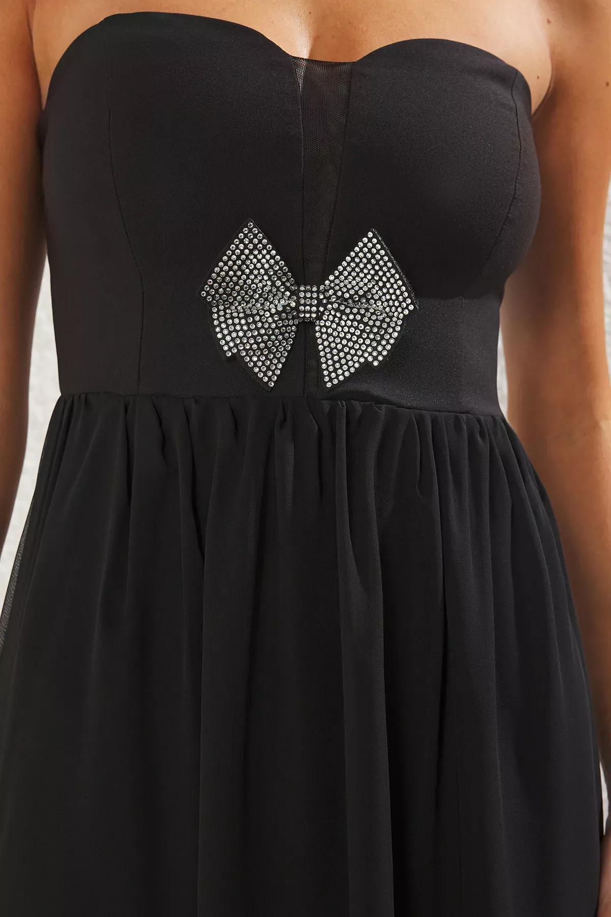 Black A-Cut Maxi Elegant Occasionwear Dress, , large image number 3
