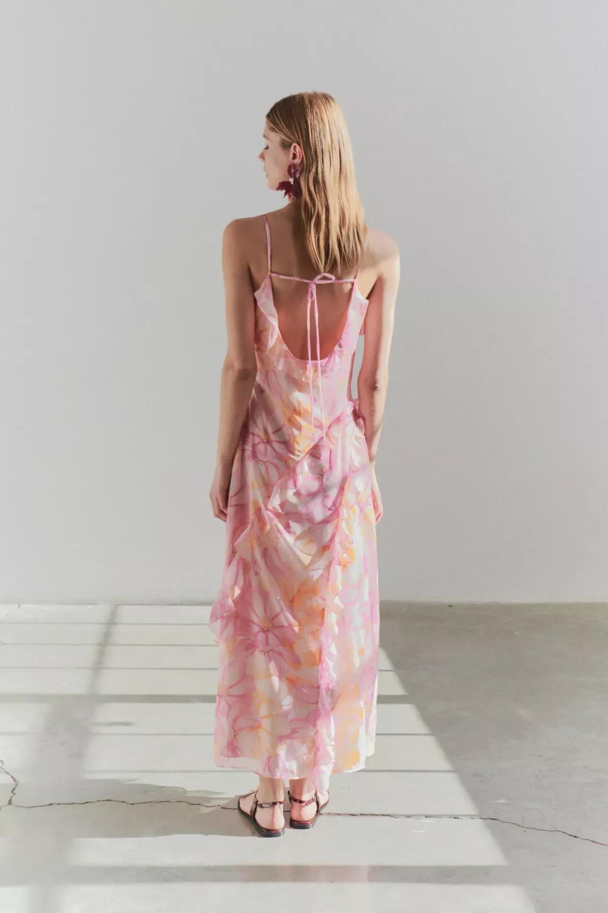 Pink  Ruffle Maxi Dress, Pink, large image number 1