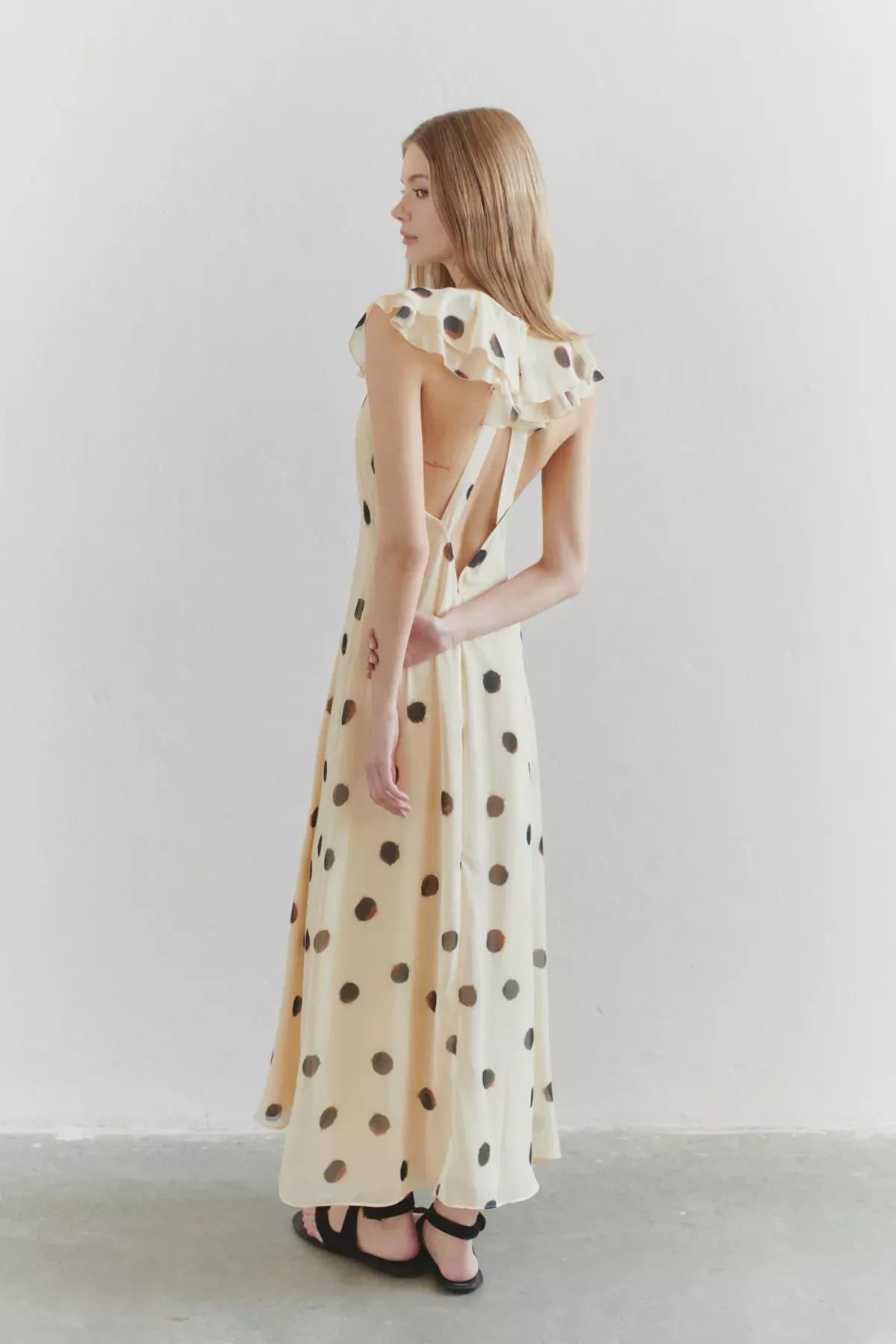 Yellow  Polka Dot Maxi Dress, LIGHT YELLOW, large image number 1