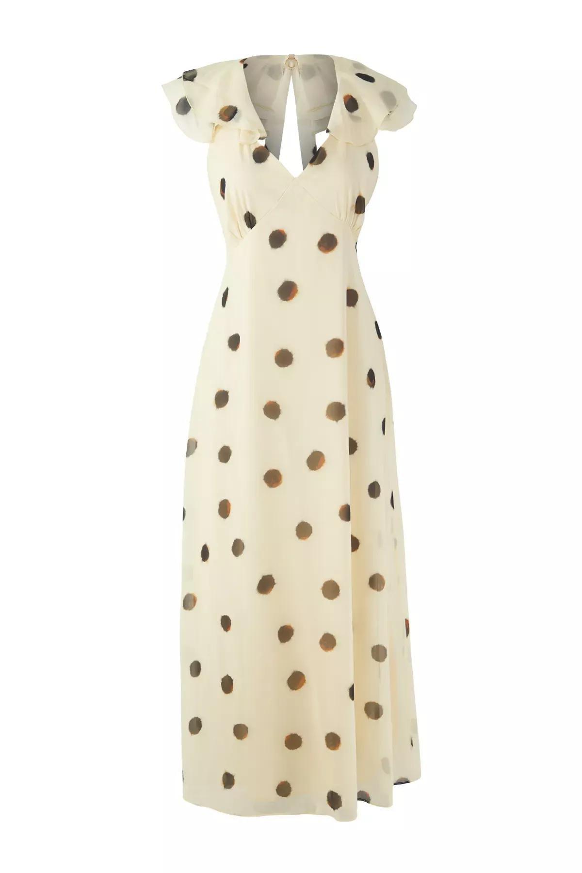Yellow  Polka Dot Maxi Dress, LIGHT YELLOW, large image number 2