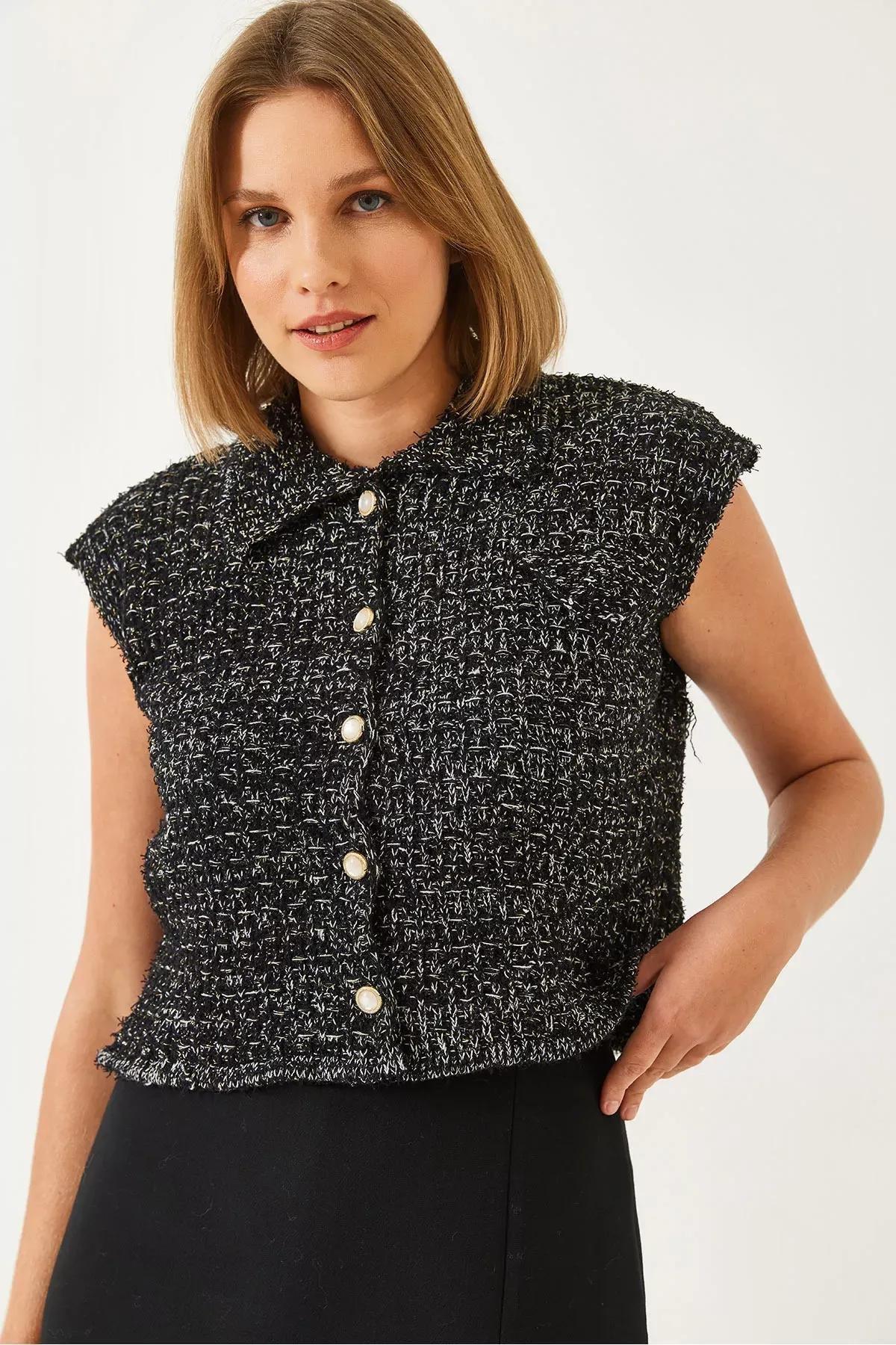 Black Knitwear Vest, BLACK, large image number 2