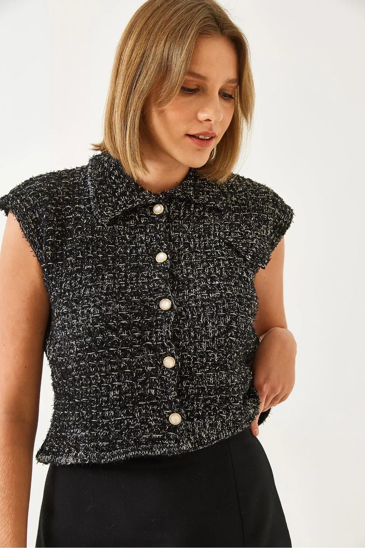 Black Knitwear Vest, BLACK, large image number 3