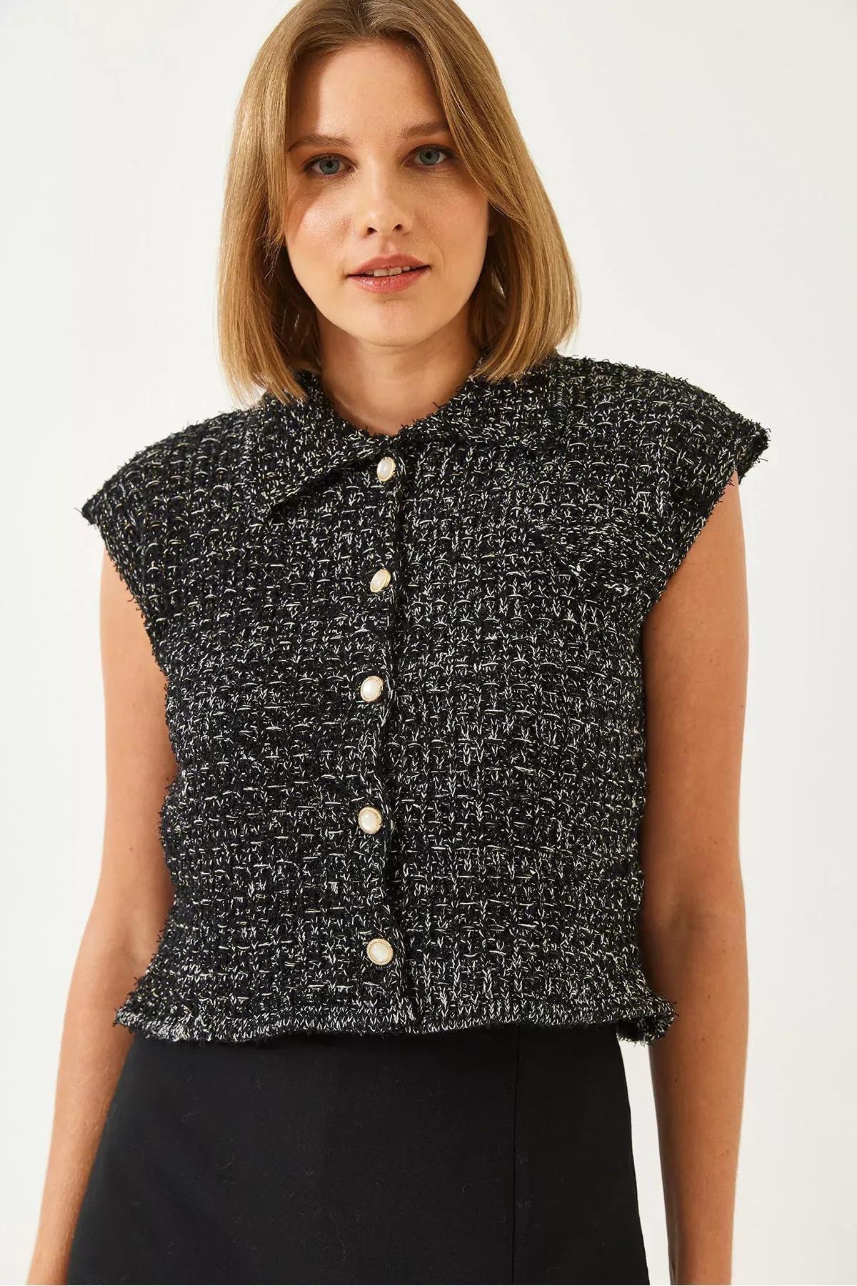 Black Knitwear Vest, BLACK, large image number 4